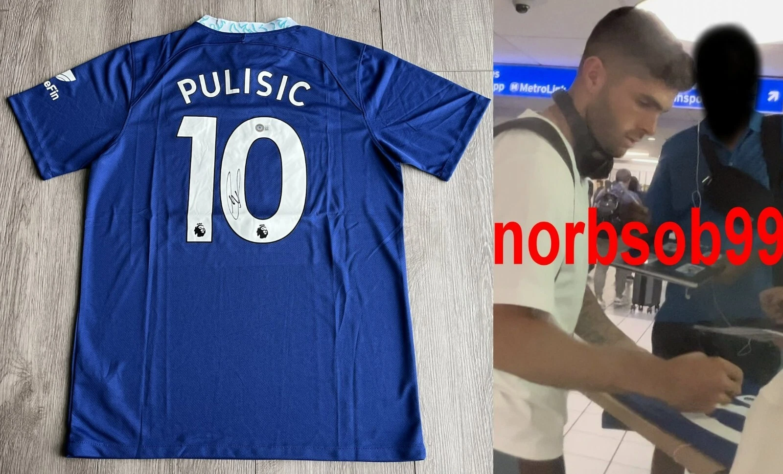 CHRISTIAN PULISIC USA SIGNED CHELSEA F.C. JERSEY w/EXACT PROOF & BECKETT BAS COA