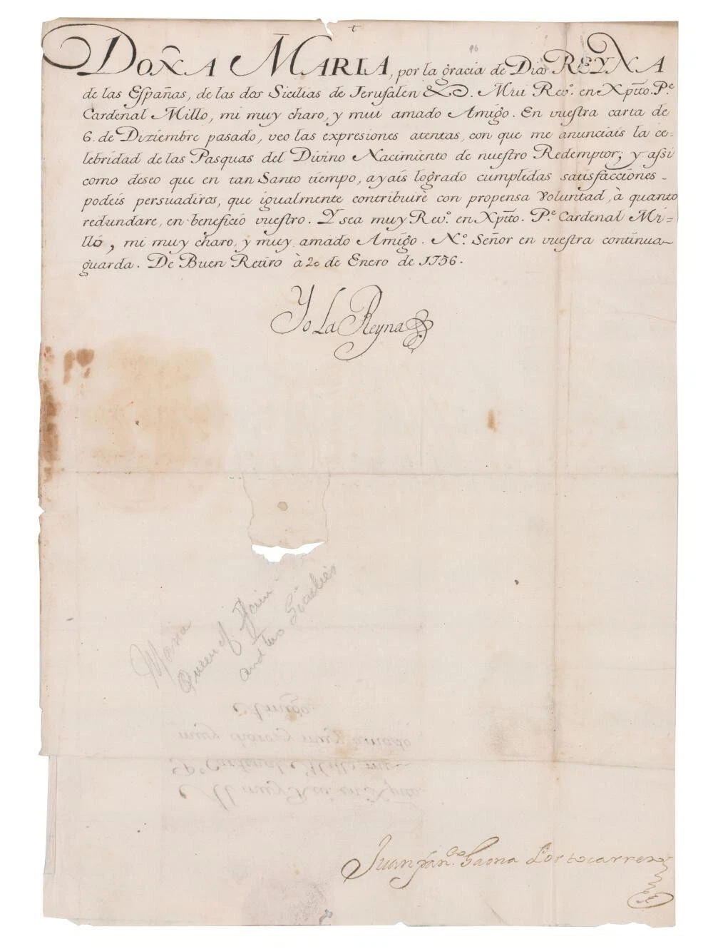 Maria Amalia Of Saxony Queen Spain Naples Sicily Royalty Signed Autograph Docume