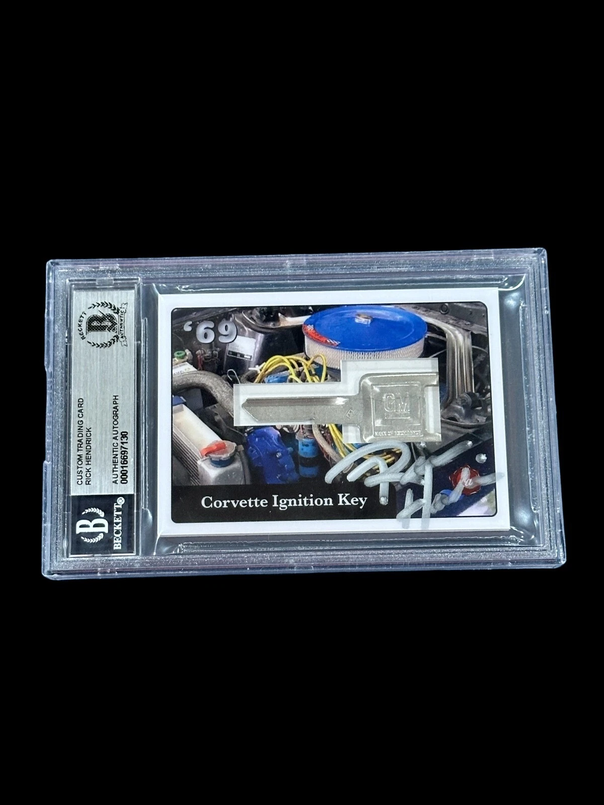 Rick Hendrick NASCAR Owner Signed Autograph Corvette Key Tradin Card Beckett BAS