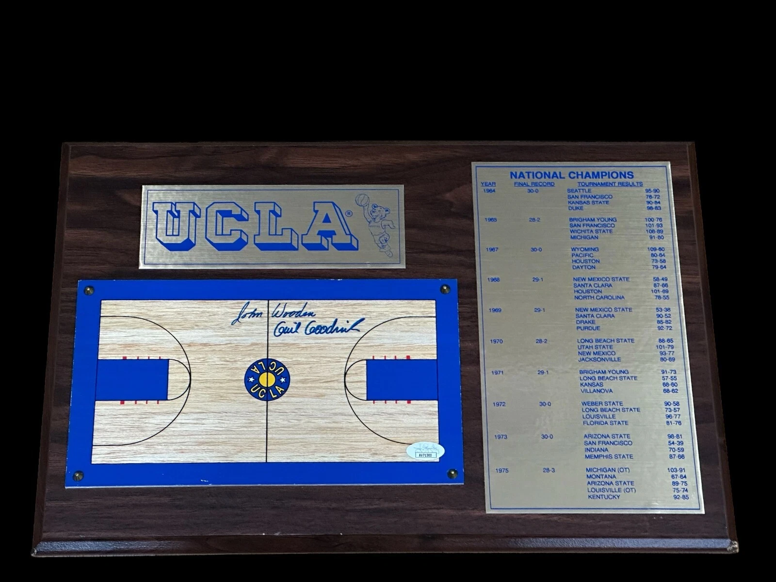 John Wooden Gail Goodrich UCLA Basketball National Champ Signed Autograph JSA