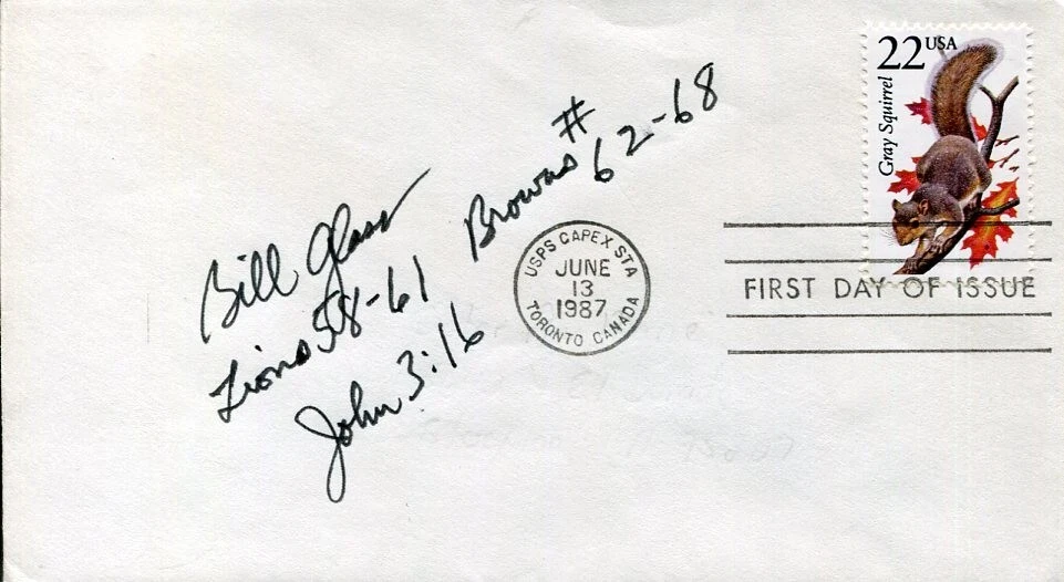 Bill Glass Baylor Bears Cleveland Browns Detroit Lions Signed Autograph FDC