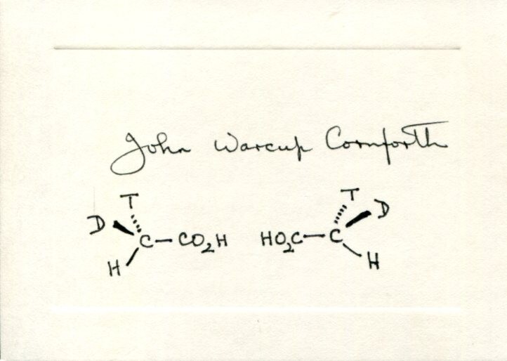 John Cornforth Nobel Prize Chemistry Stereochemistry Signed Autograph Sketch
