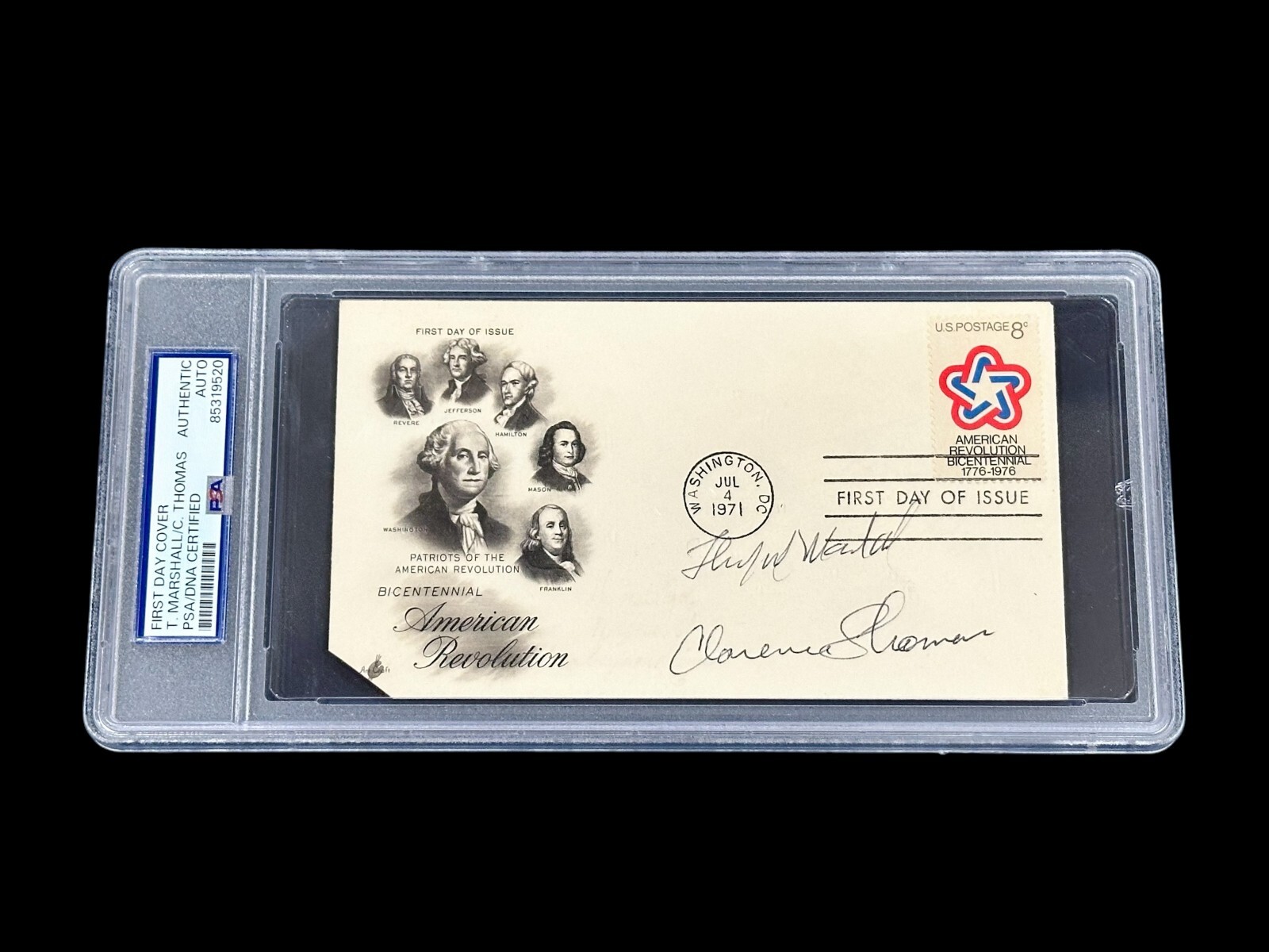 Thurgood Marshall Clarence Thomas US Supreme Court Signed Autograph FDC PSA Slab