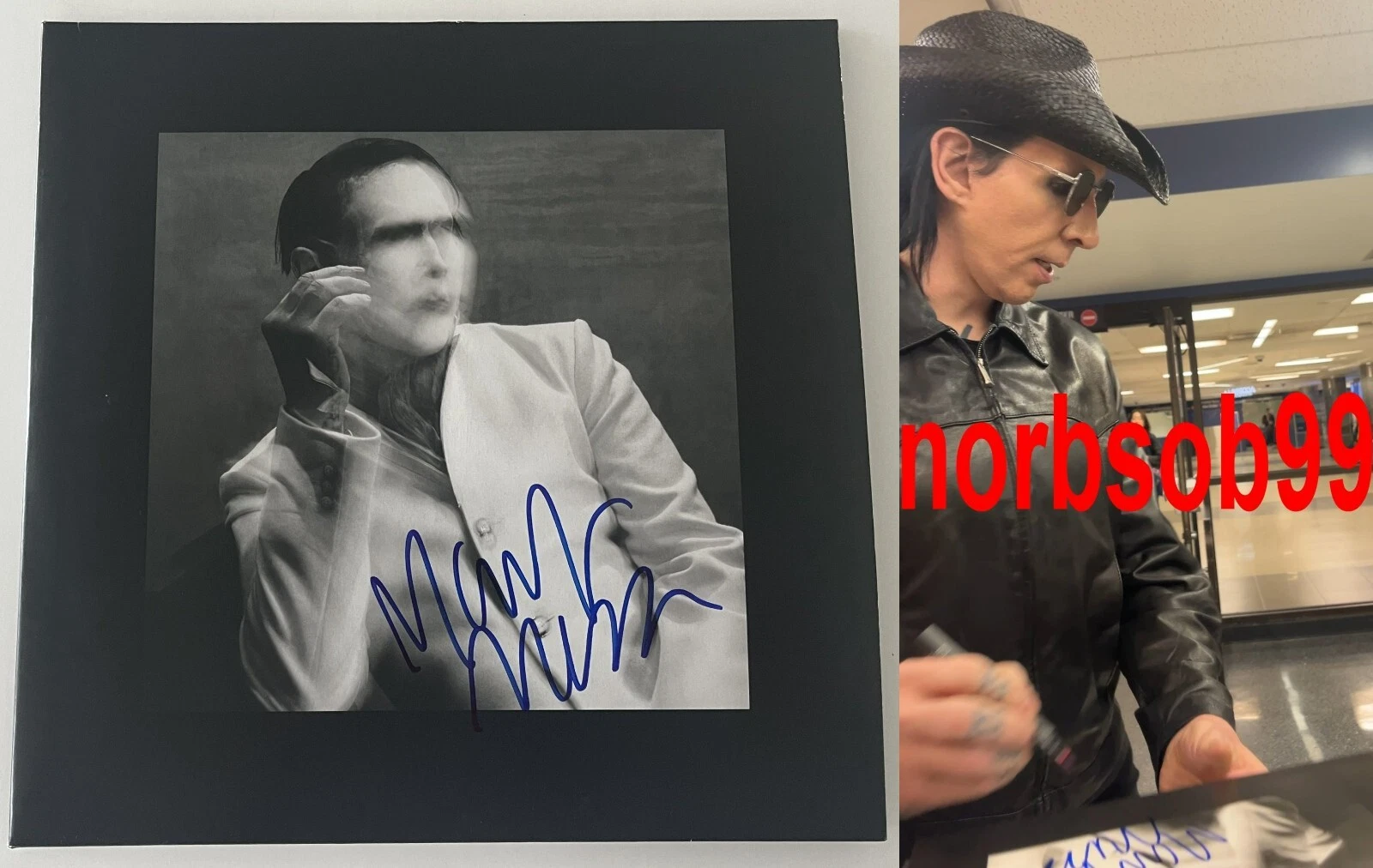 MARILYN MANSON SIGNED THE PALE EMPEROR VINYL w/EXACT VIDEO PROOF & BECKETT COA