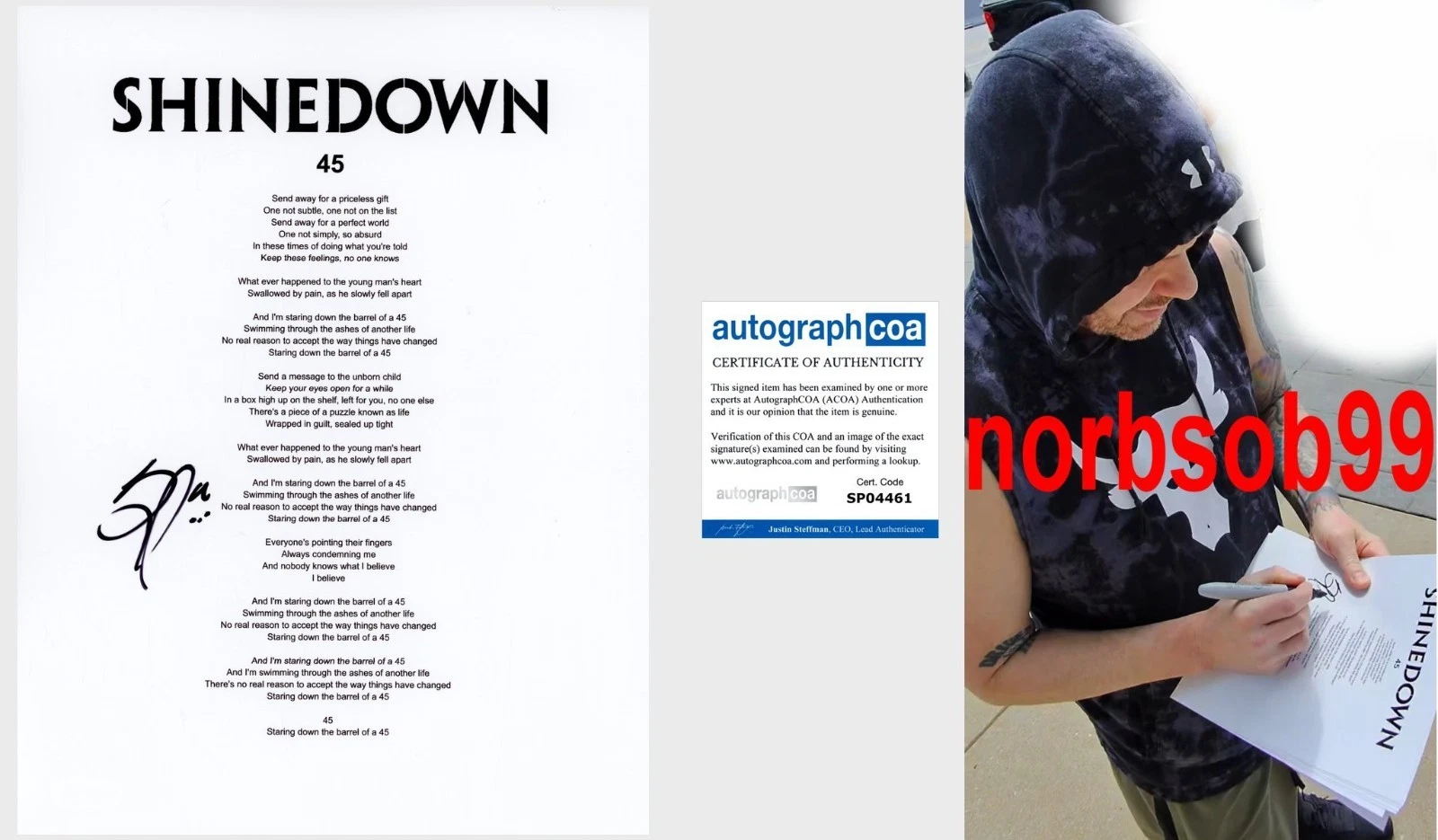 BRENT SMITH SIGNED SHINEDOWN 