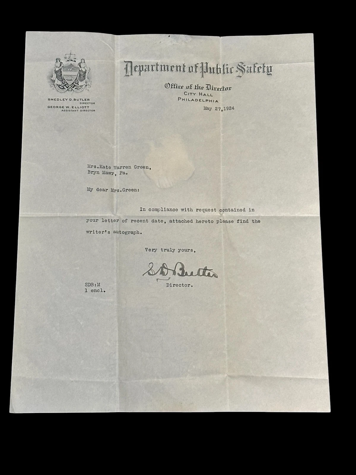 General Smedley Butler USMC Marine 2x Medal Of Honor Signed Autograph TSL JSA