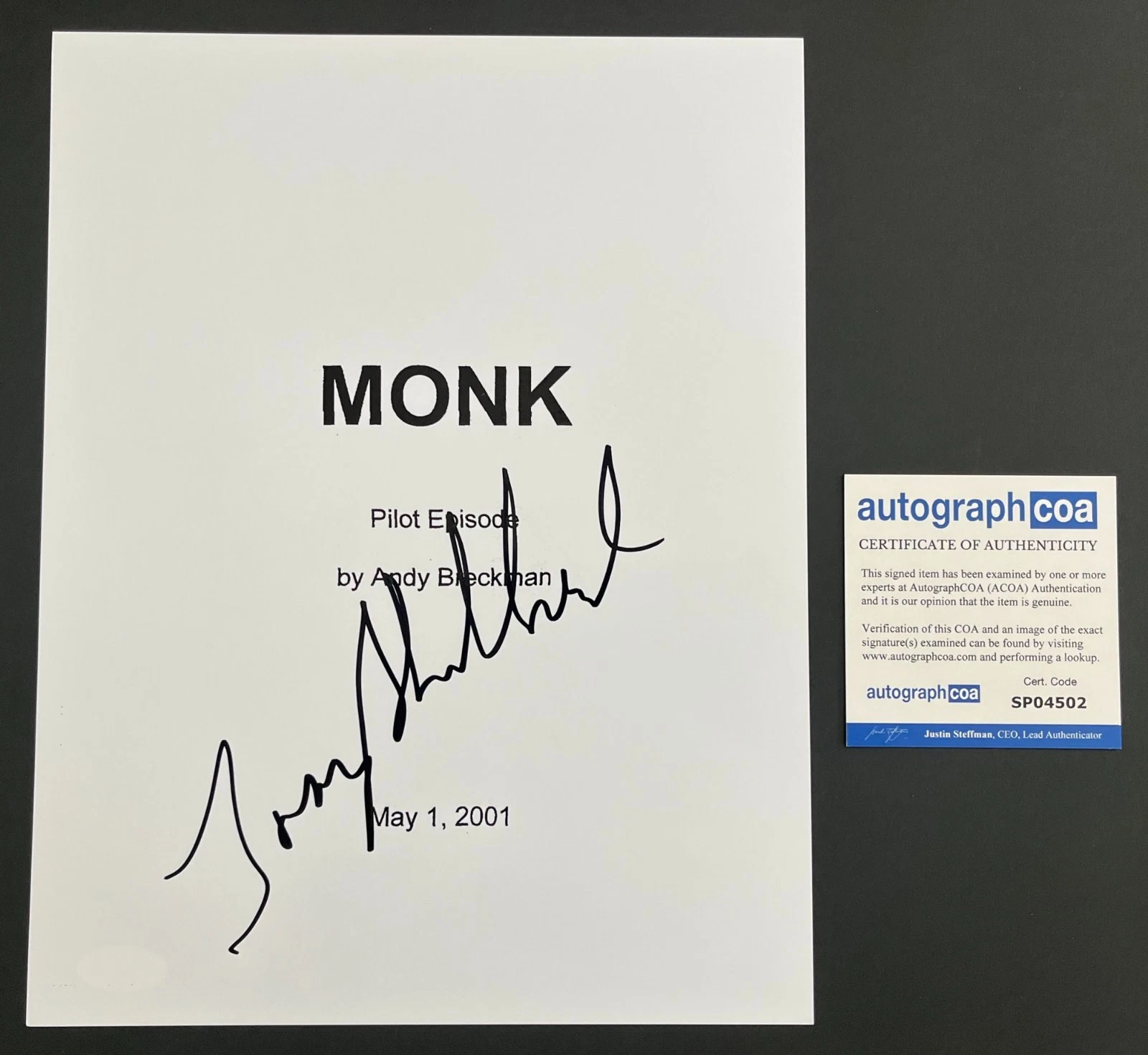 TONY SHALHOUB SIGNED MONK FULL PILOT SCRIPT w/PROOF & AUTOGRAPH COA ACOA