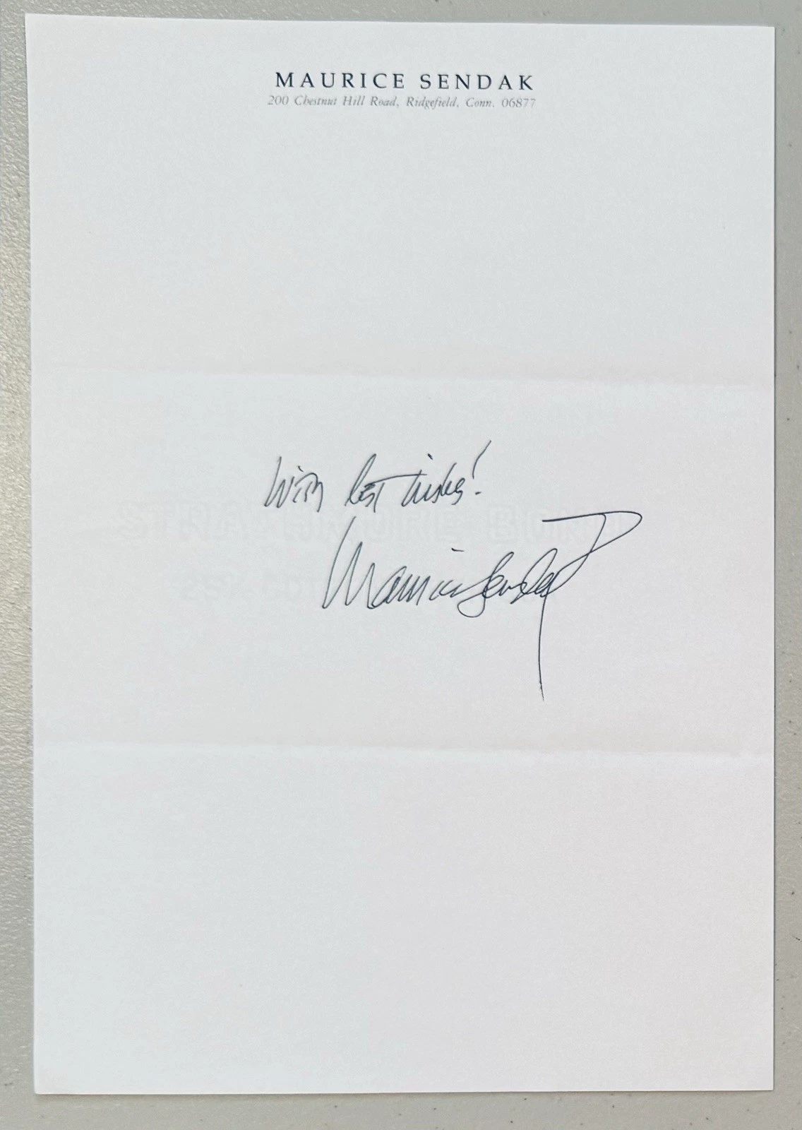 Maurice Sendak Signed Autograph 7x10.5 Stationary JSA Where The Wild Things Are