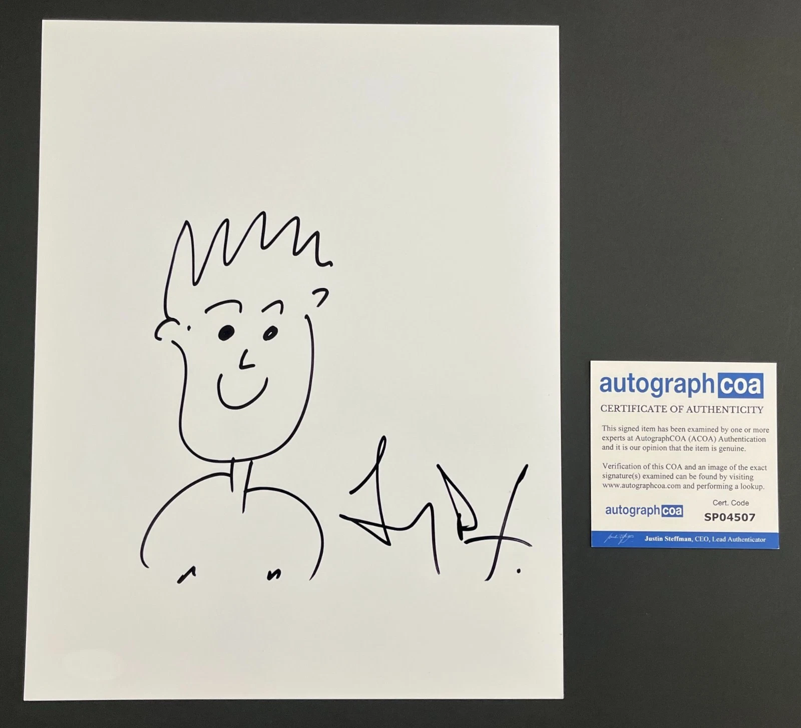 LARRY DORF SIGNED MALCOLM IN THE MIDDLE SKETCH DRAWING & AUTOGRAPH ACOA COA