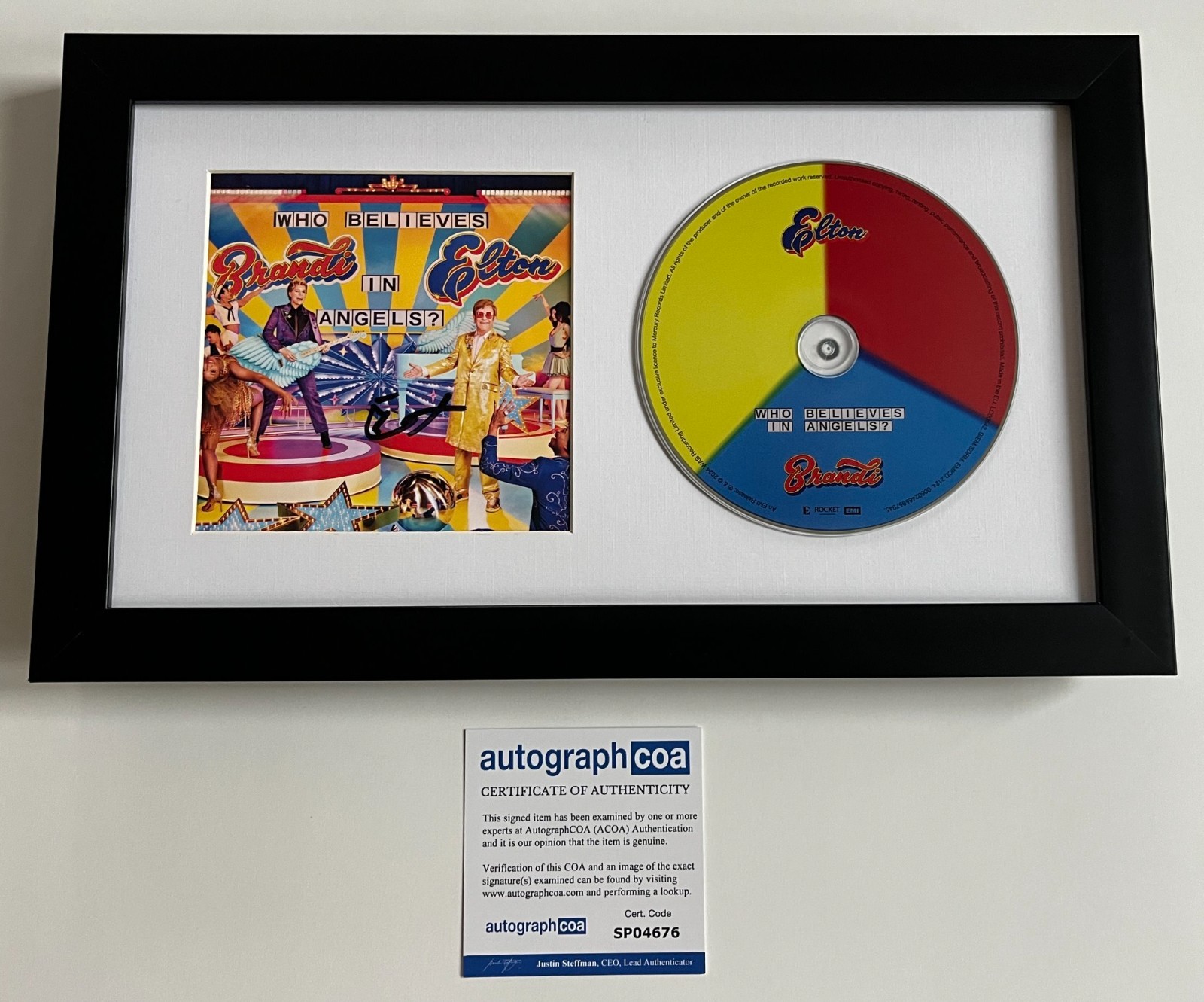 ELTON JOHN SIGNED AUTOGRAPH WHO BELIEVES IN ANGELS FRAMED & MATTED CD w/ACOA COA