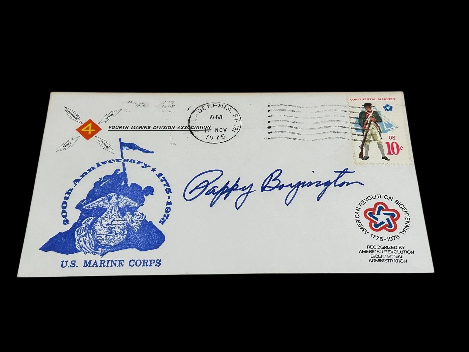 Pappy Boyington Medal Of Honor MOH Black Sheep Marine Signed Autograph FDC JSA