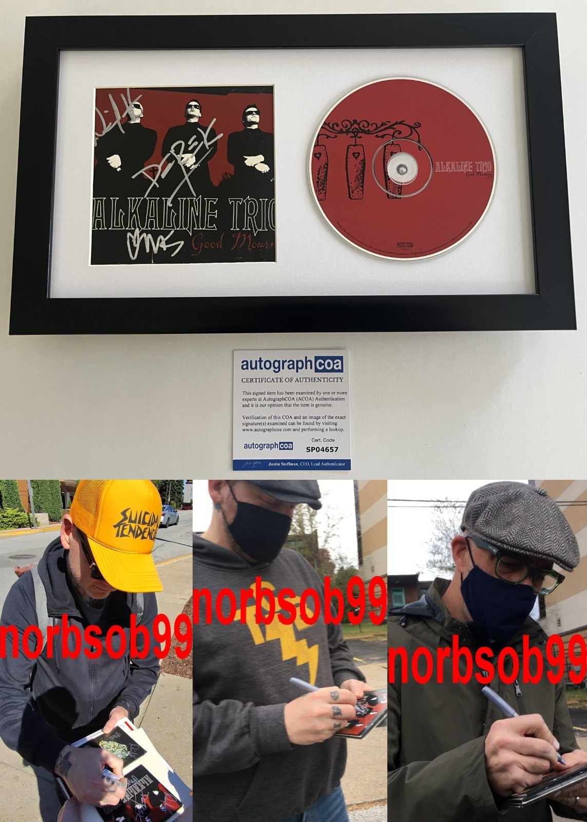 ALKALINE TRIO SIGNED GOOD MOURNING FRAMED CD MATT SKIBA +2 w/EXACT PROOF & COA