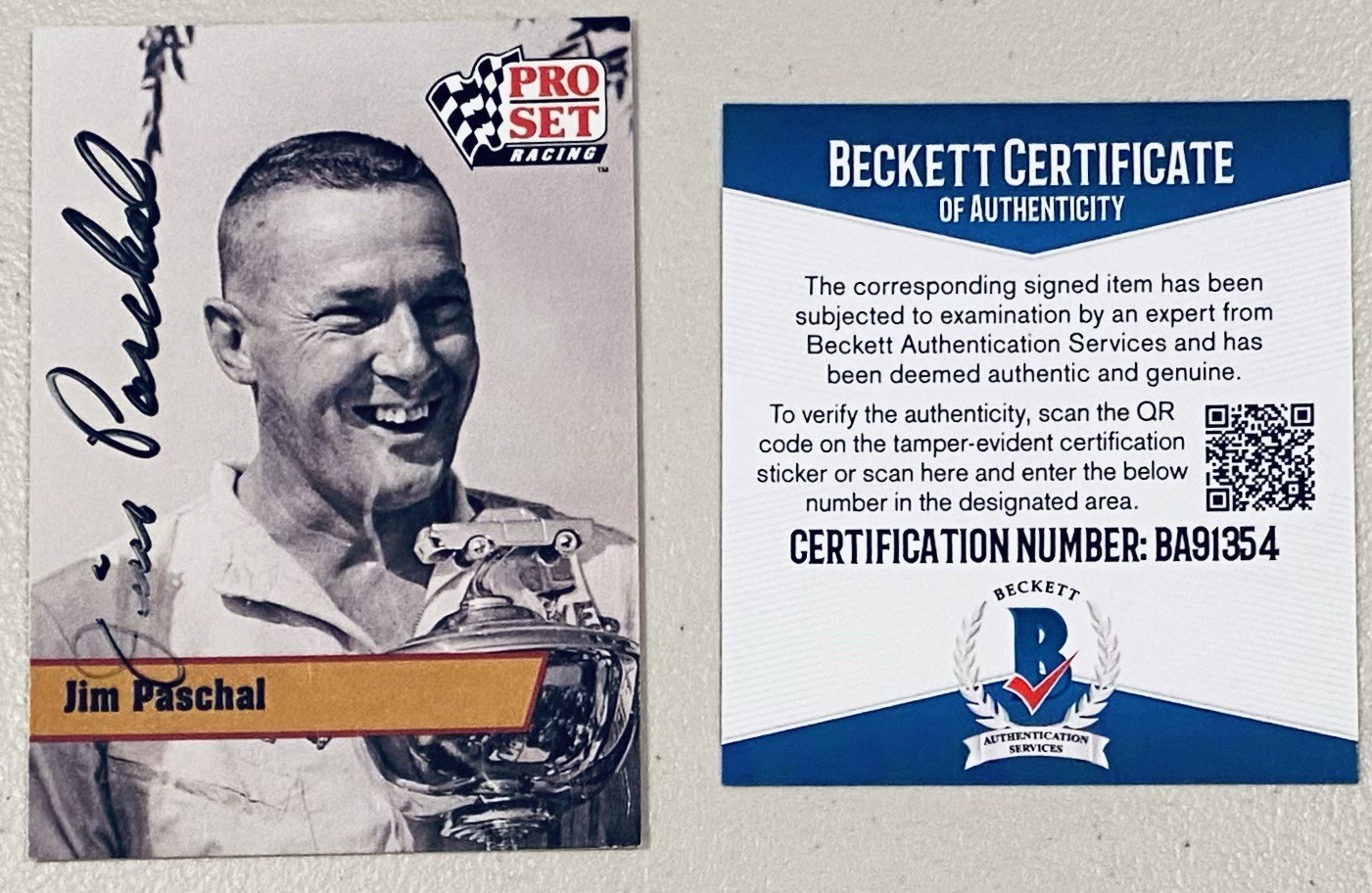 Jim Paschal Signed Autographed 1991 Pro Set Card #L27 Beckett BAS NASCAR HOF