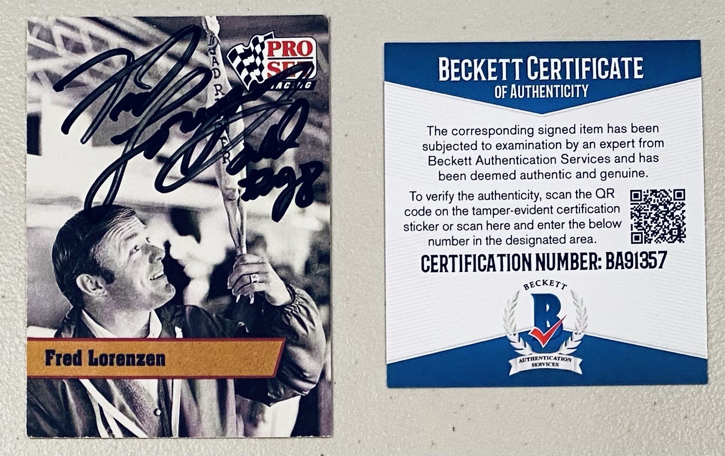 Fred Lorenzen Signed Autographed 1991 Pro Set Card #L3 Beckett BAS NASCAR HOF