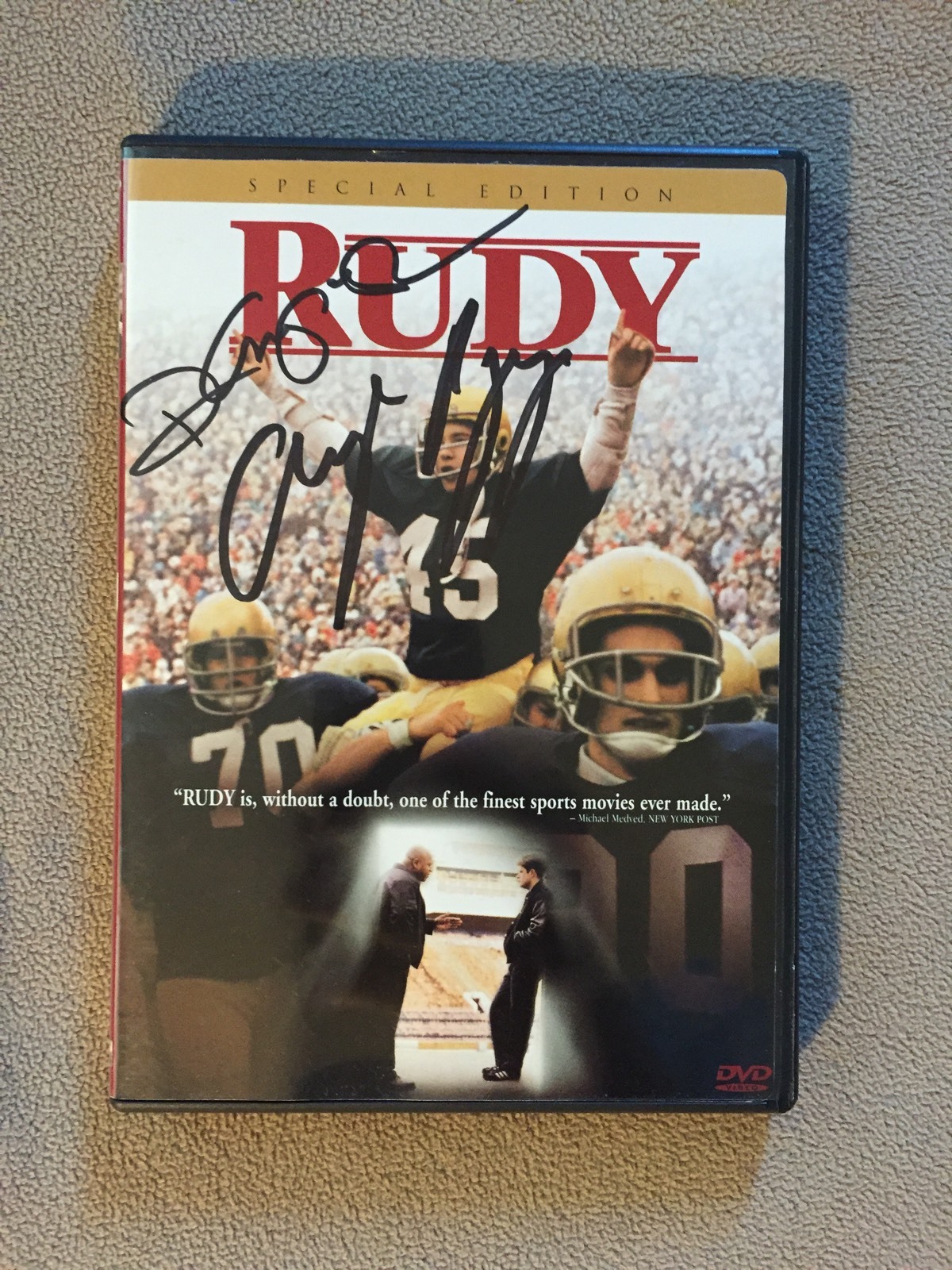 Angelo Pizzo & David Anspaugh Signed Rudy Movie DVD Autographed Notre Dame Irish