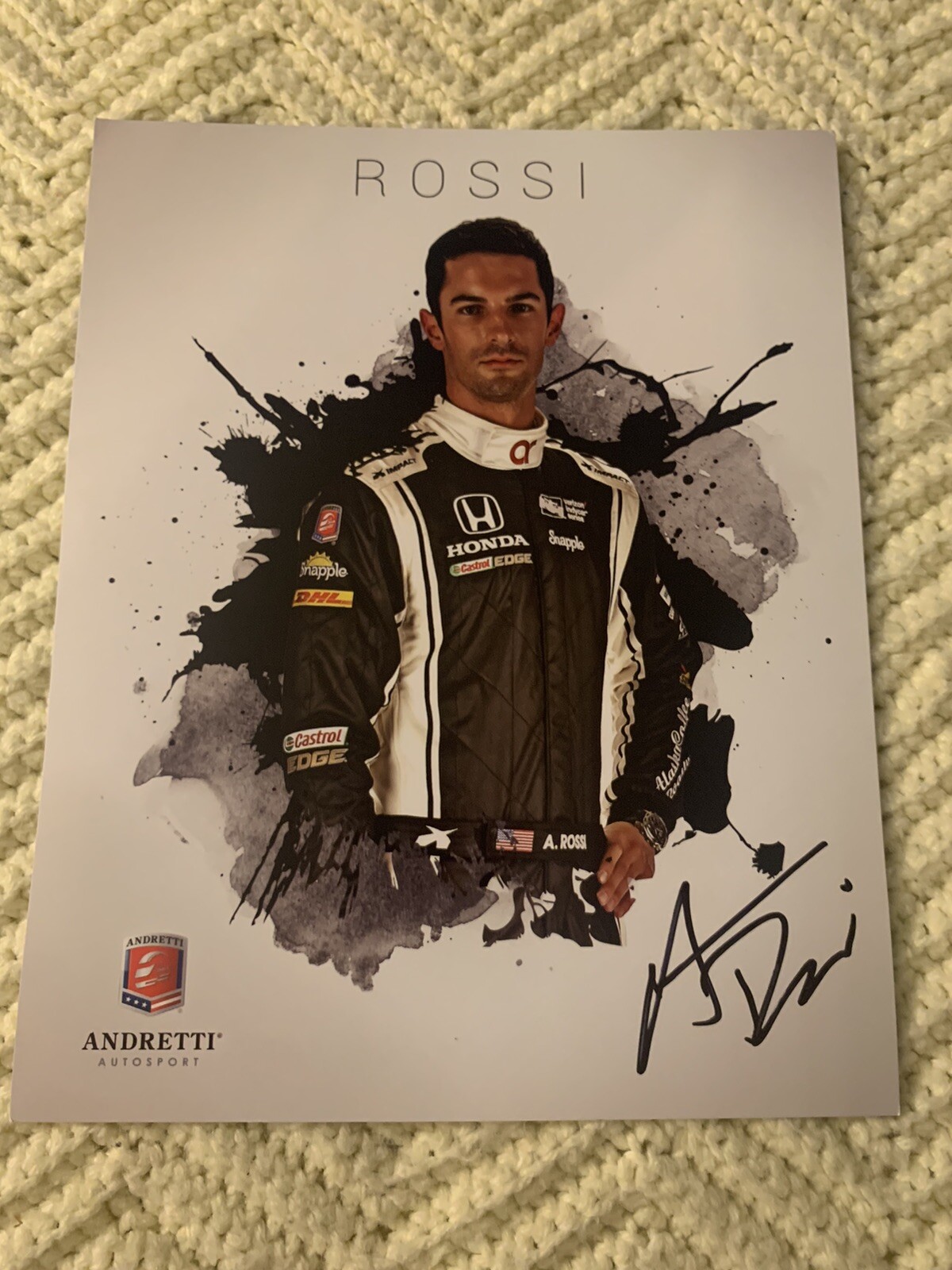 Alexander Rossi 2016 Indy Car Indianapolis 500 Promo hero Card Autographed
