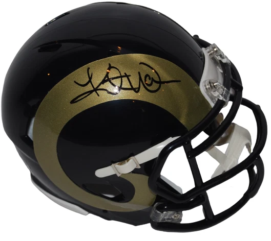 KURT WARNER signed ST LOUIS RAMS throwback mini football helmet BECKETT BF87293