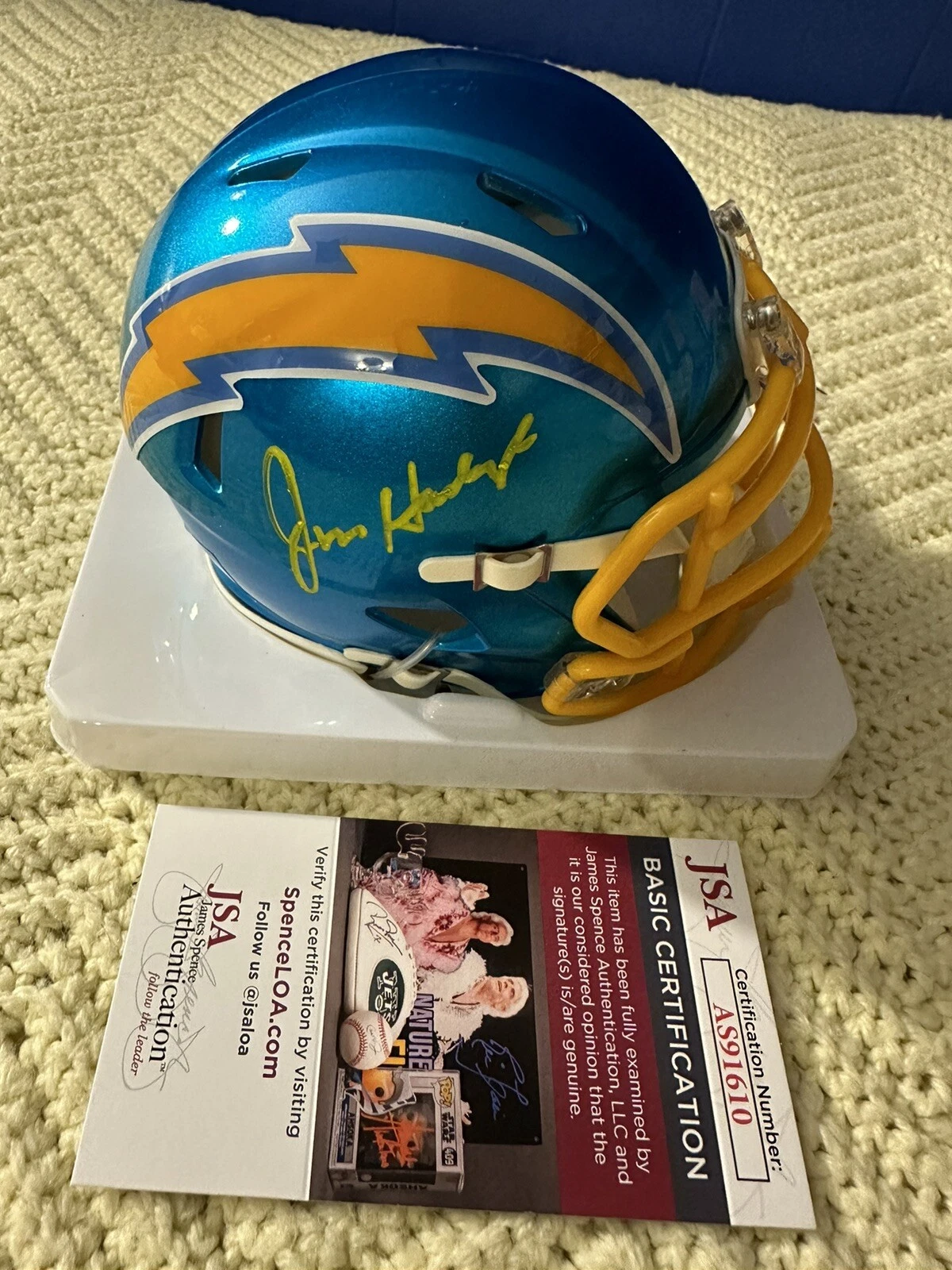 Jim Harbaugh Signed Mini Helmet JSA Authenticated COA Chargers