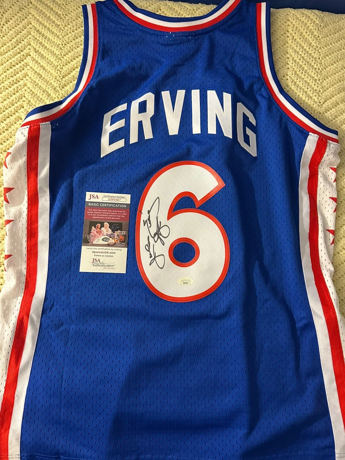 Julius Erving SIGNED Mitchell & Ness Jersey Stitched L JSA Authentication COA