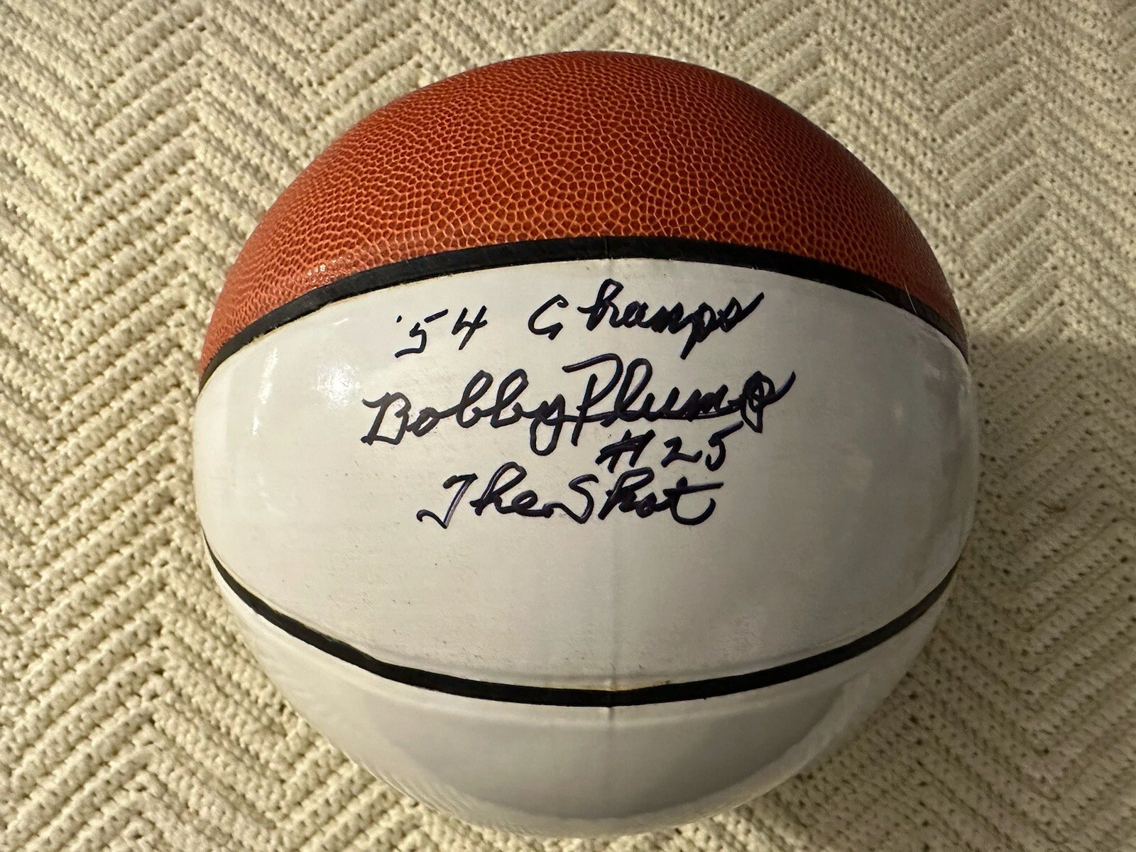 Bobby Plump Signed Basketball New 1954 Milan State Champs Indiana Butler Miracle