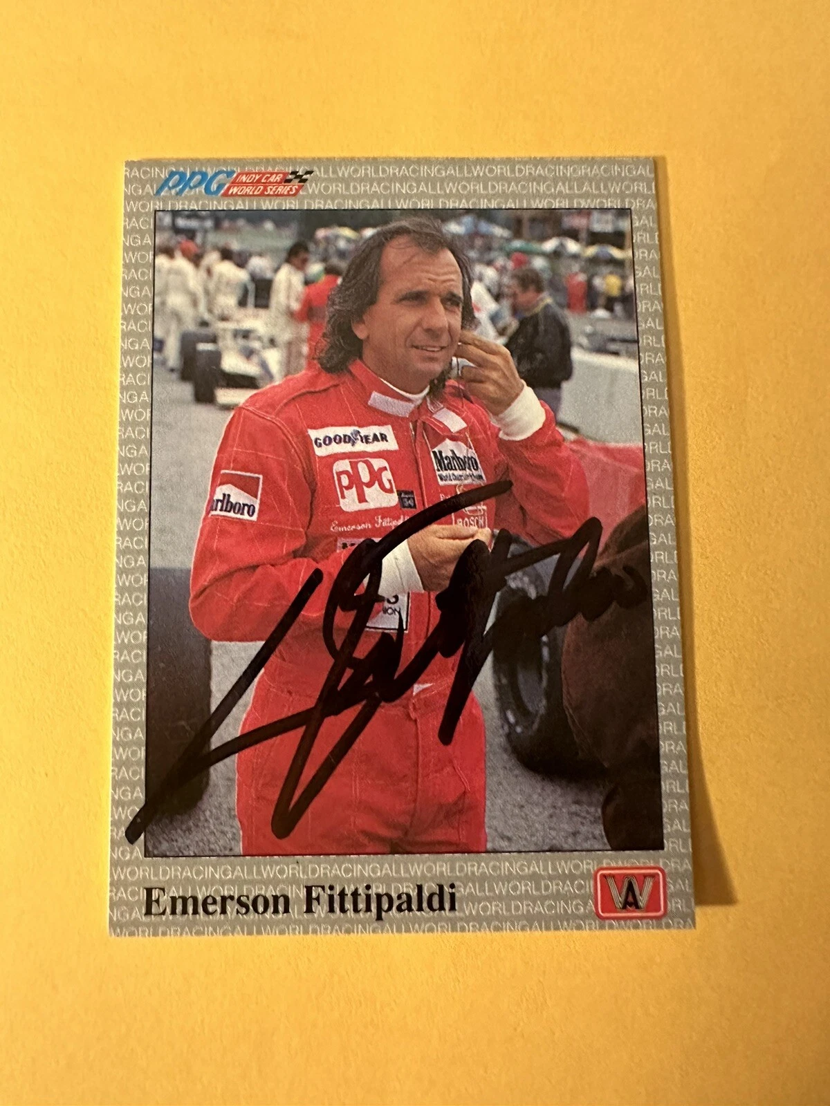 SIGNED TRADING CARD INDY CAR INDIANAPOLIS 500 EMERSON FITTIPALDI COLLECTIBLE MEMORABILIA