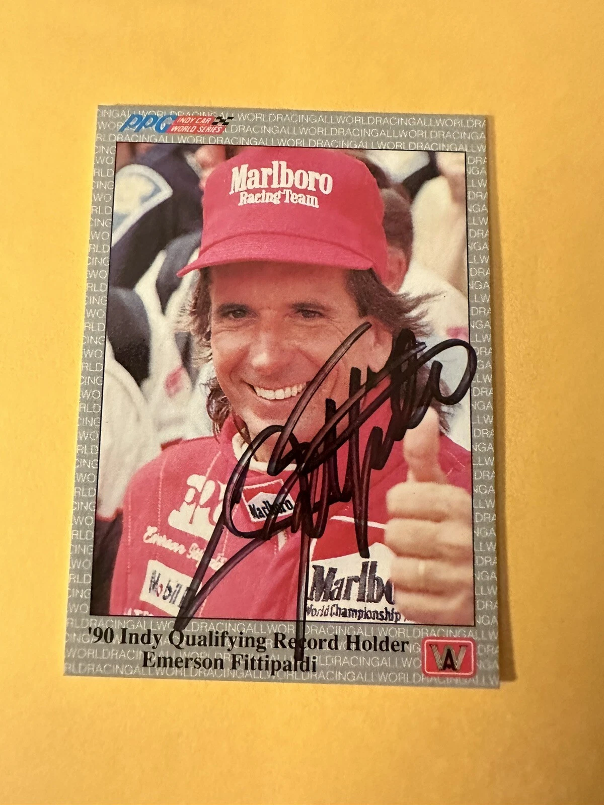 SIGNED TRADING CARD INDY CAR INDIANAPOLIS 500 EMERSON FITTIPALDI COLLECTIBLE MEMORABILIA