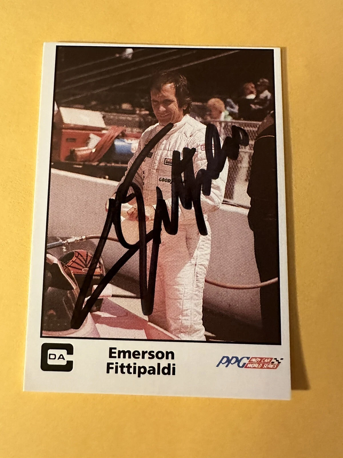 SIGNED TRADING CARD INDY CAR INDIANAPOLIS 500 EMERSON FITTIPALDI COLLECTIBLE MEMORABILIA