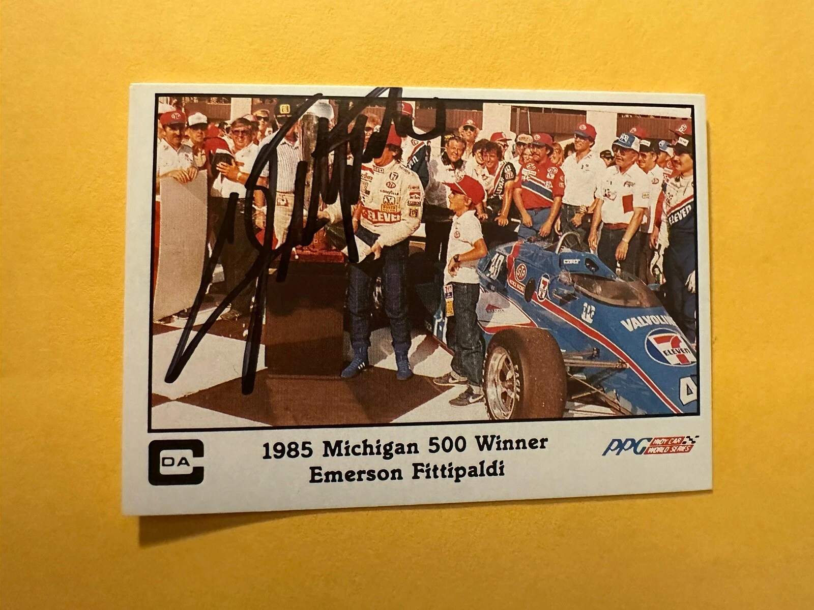 SIGNED TRADING CARD INDY CAR INDIANAPOLIS 500 EMERSON FITTIPALDI COLLECTIBLE MEMORABILIA