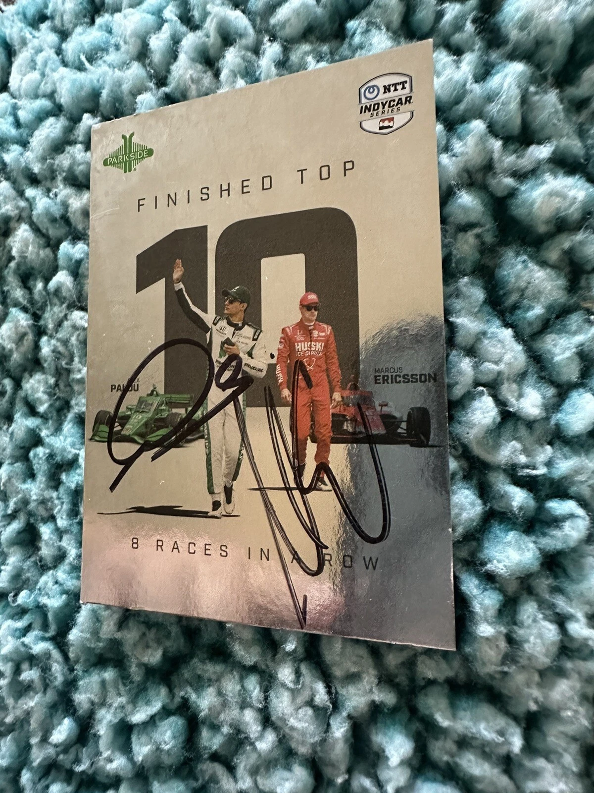 2024 Parkside Indy Car Trading Card 500 Signed Alex Palou & Marcus Ericsson