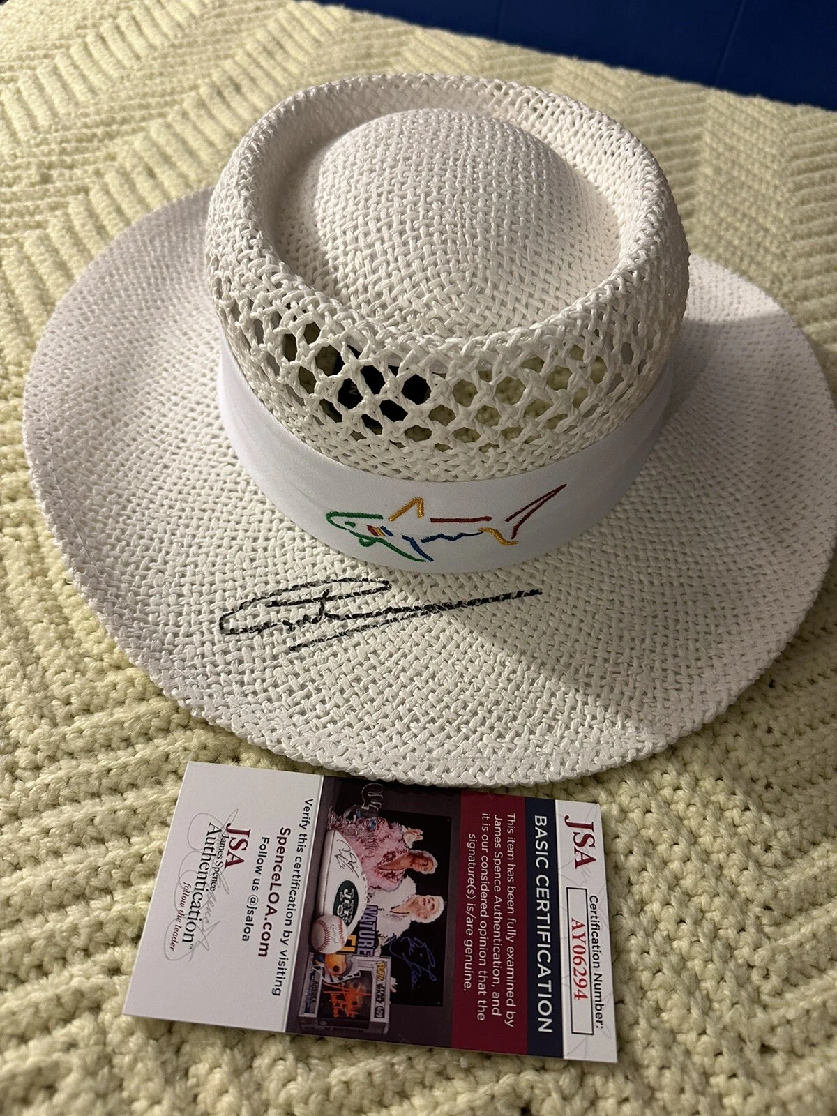 Greg Norman Signed Signature Shark Straw Hat JSA Authenticated COA PGA Golf LIV
