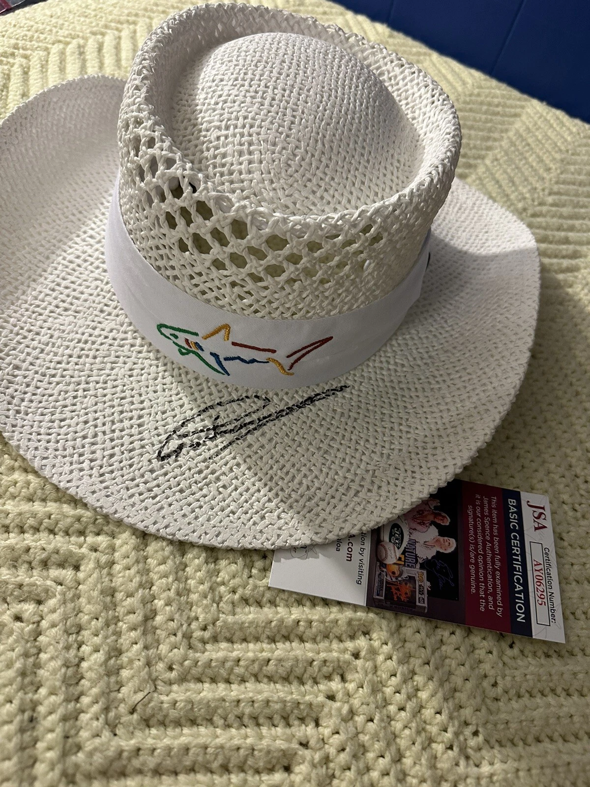 Greg Norman Signed Signature Shark Straw Hat JSA Authenticated COA PGA Golf LIV