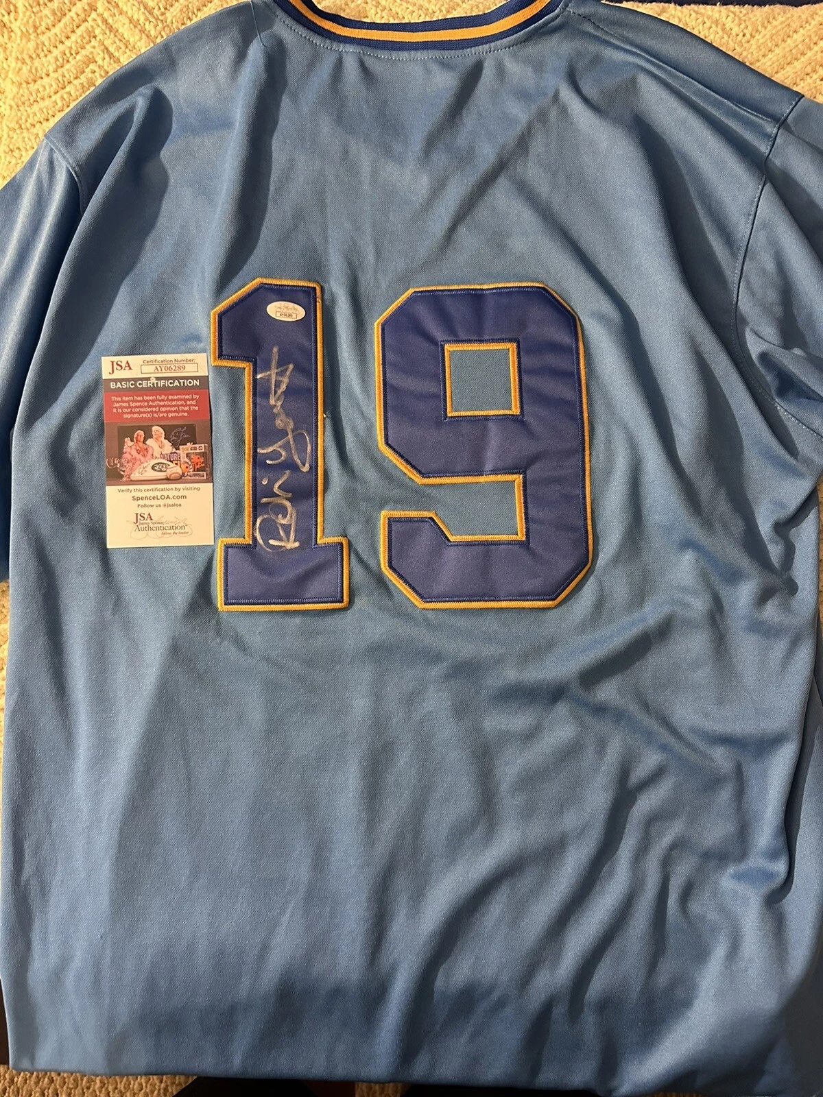 Robin Yount SIGNED Milwaukee Brewers Jersey Stitched XL JSA Authentication COA