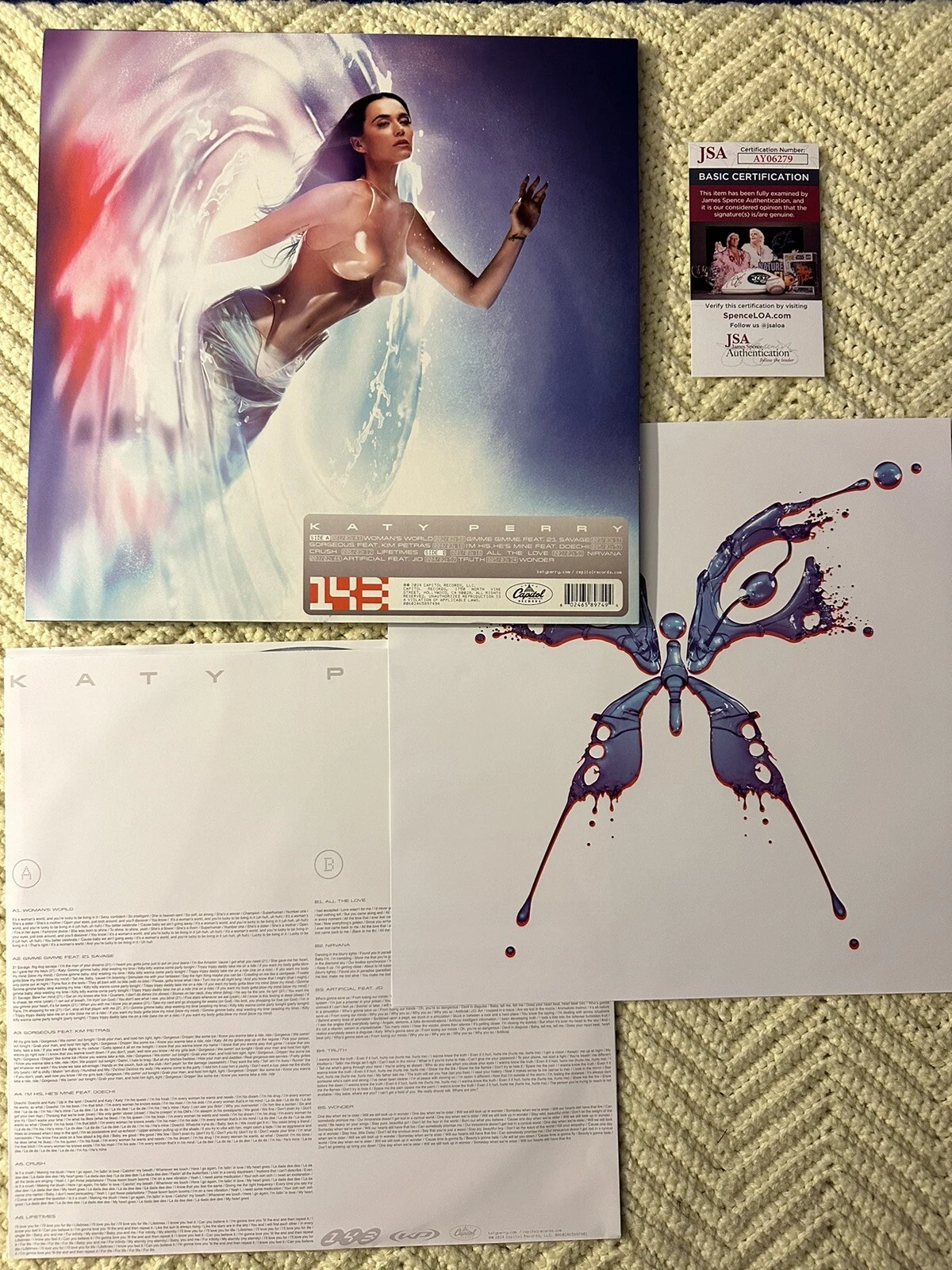 Katy Perry SIGNED 143 Vinyl Record ALBUM Insert JSA Authenticated COA 2024