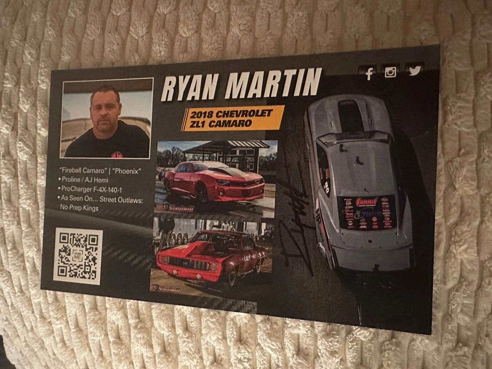 Ryan Martin Signed Street Outlaws Promo Card 2023 PRI Show Pro Charger