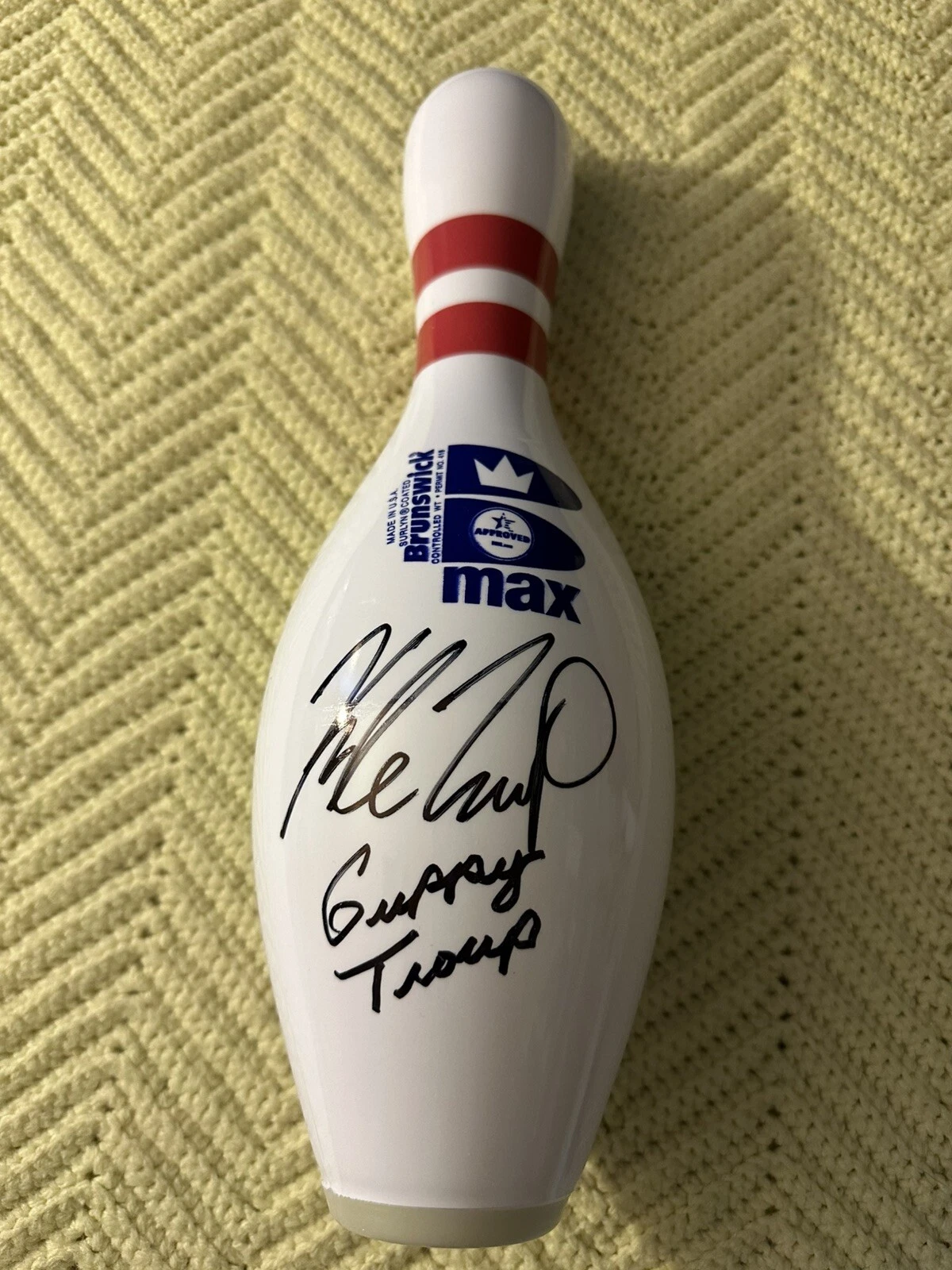 Guppy & Kyle Troup Brunswick PBA Signed Unused Bowling Pin Autographed