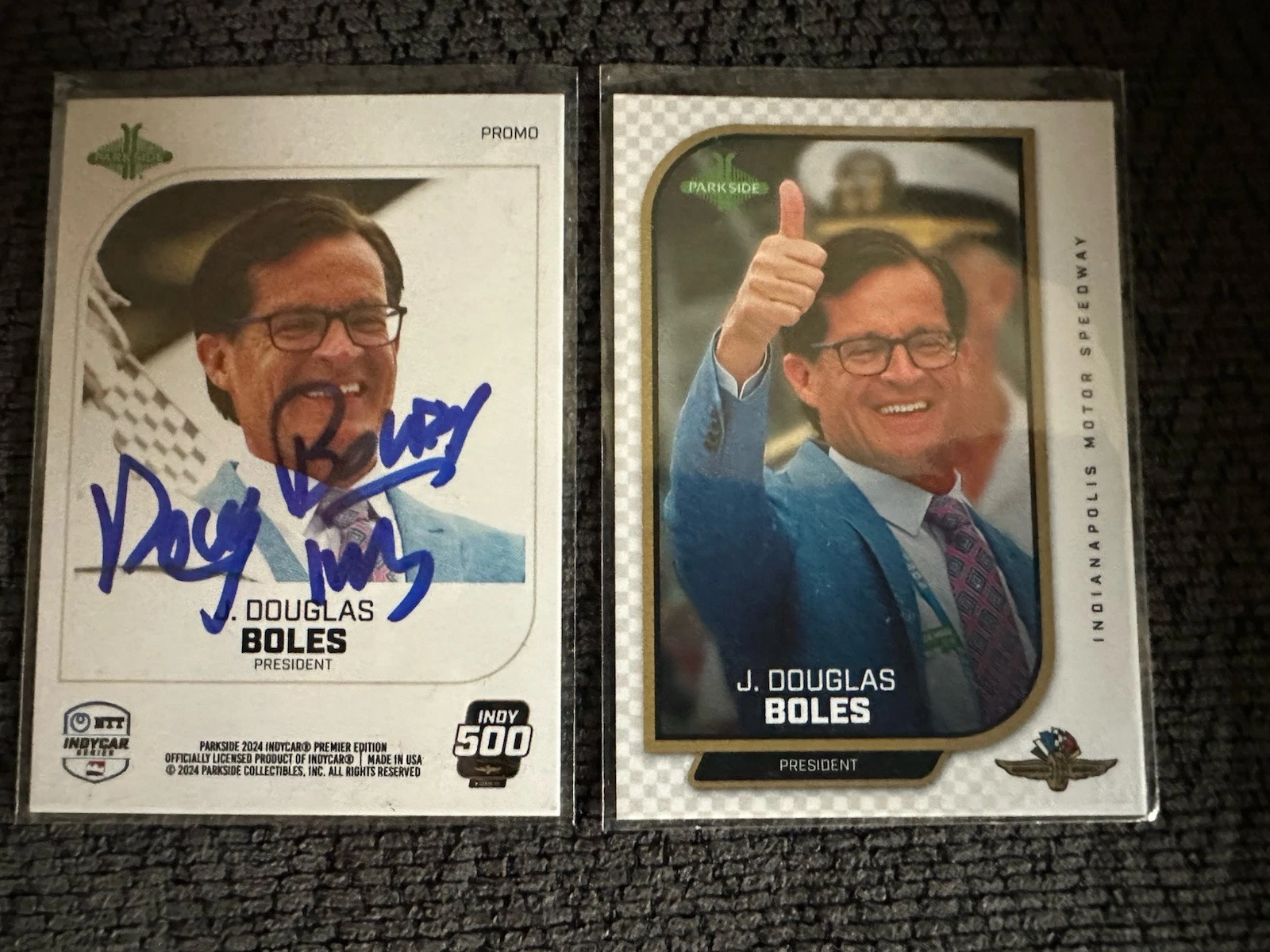 2024 Parkside Indy Car Trading Promo Card 500 Signed Doug Boles IMS President