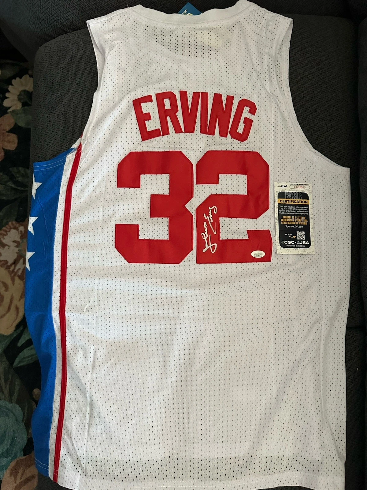 Julius Erving SIGNED Jersey Stitched XL JSA Authentication COA Doctor Dr J