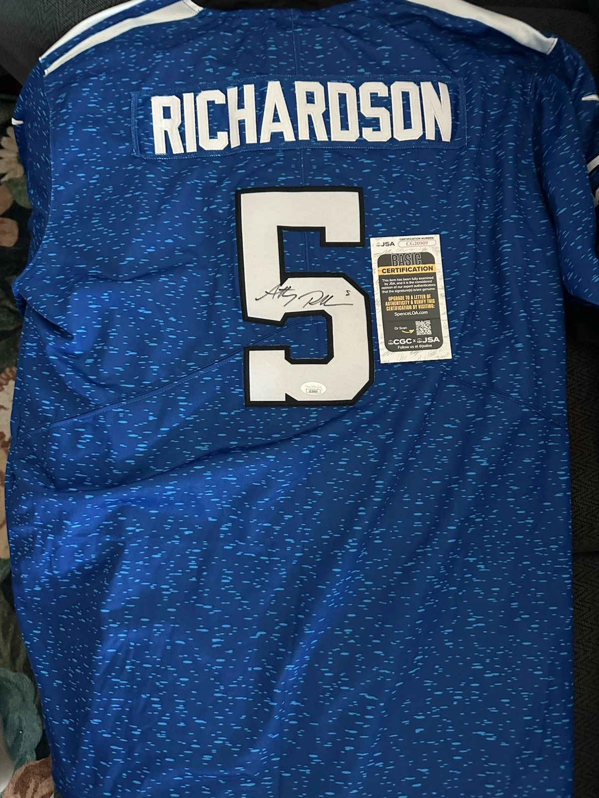 Anthony Richardson SIGNED Colts Jersey Stitched XL JSA Authentication COA