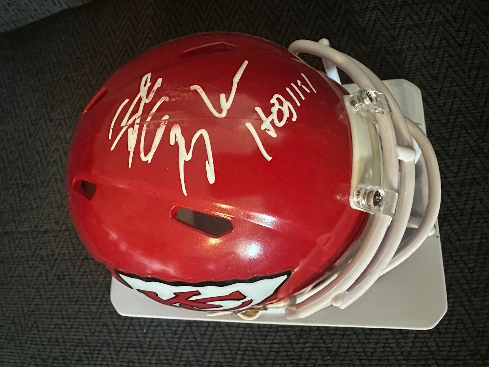 Steve Spagnuolo Signed Kansas City Chiefs Def Coordinator Mini Helmet Smeared