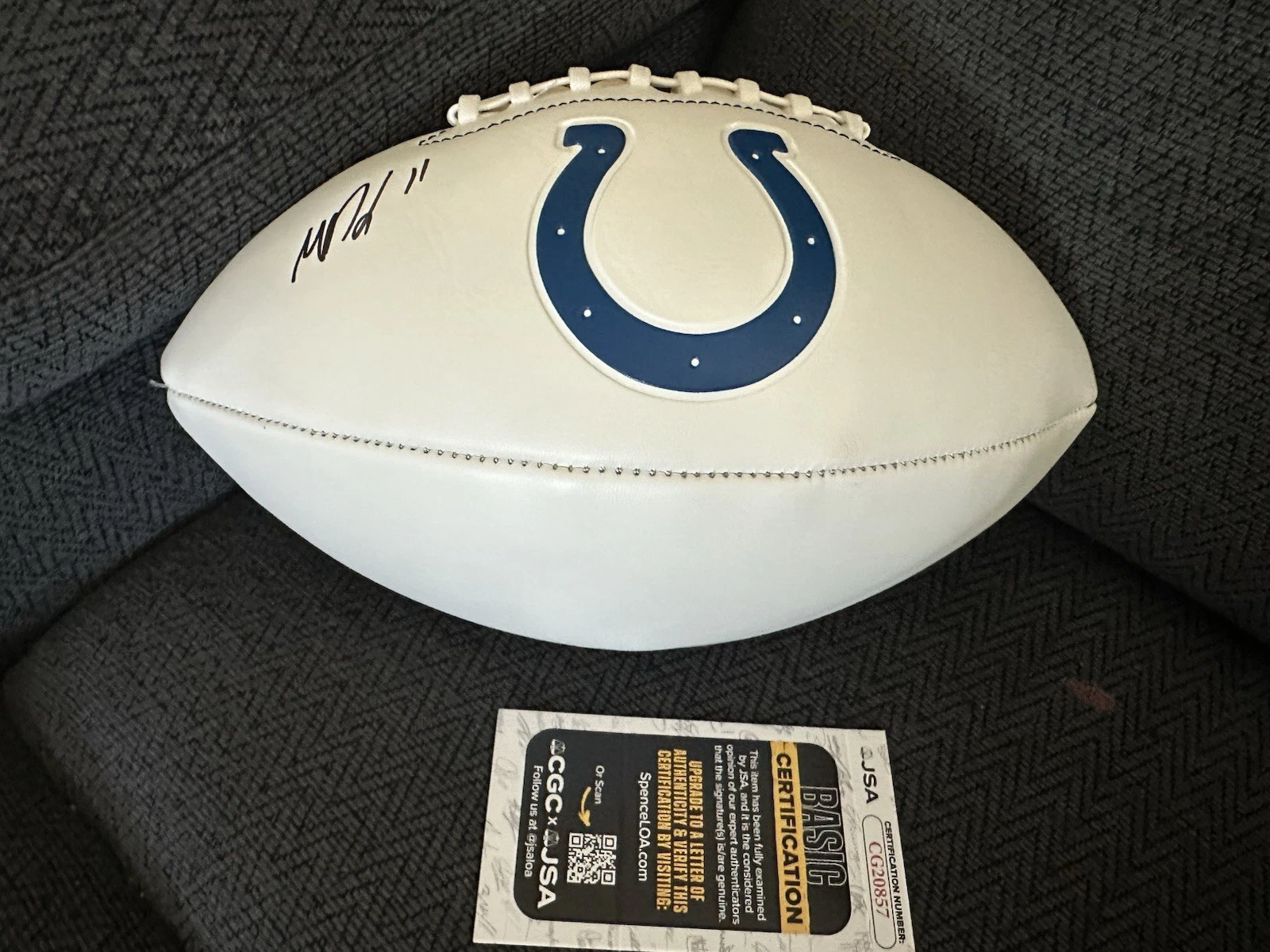 Michael Pittman Jr Indianapolis Colts Signed Logo Football JSA Authenticated COA