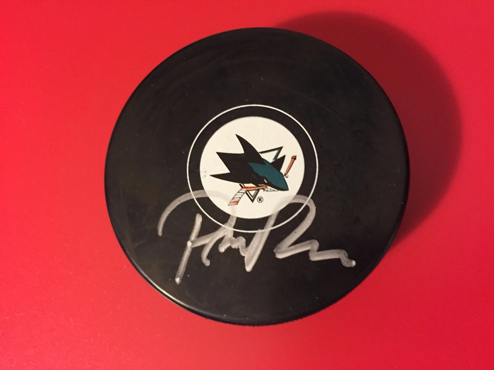 Peter DeBoer Sharks Signed Puck Holder Auto Cube