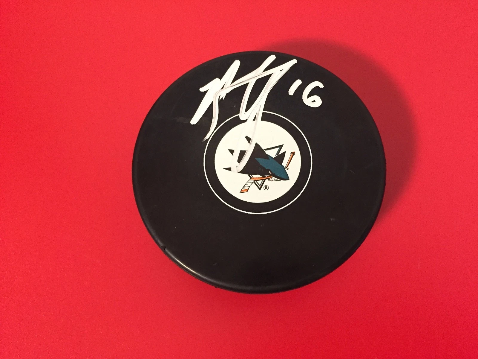 Nick Spaling Stanley Cup SHARKS Signed Auto Puck Cube Holder