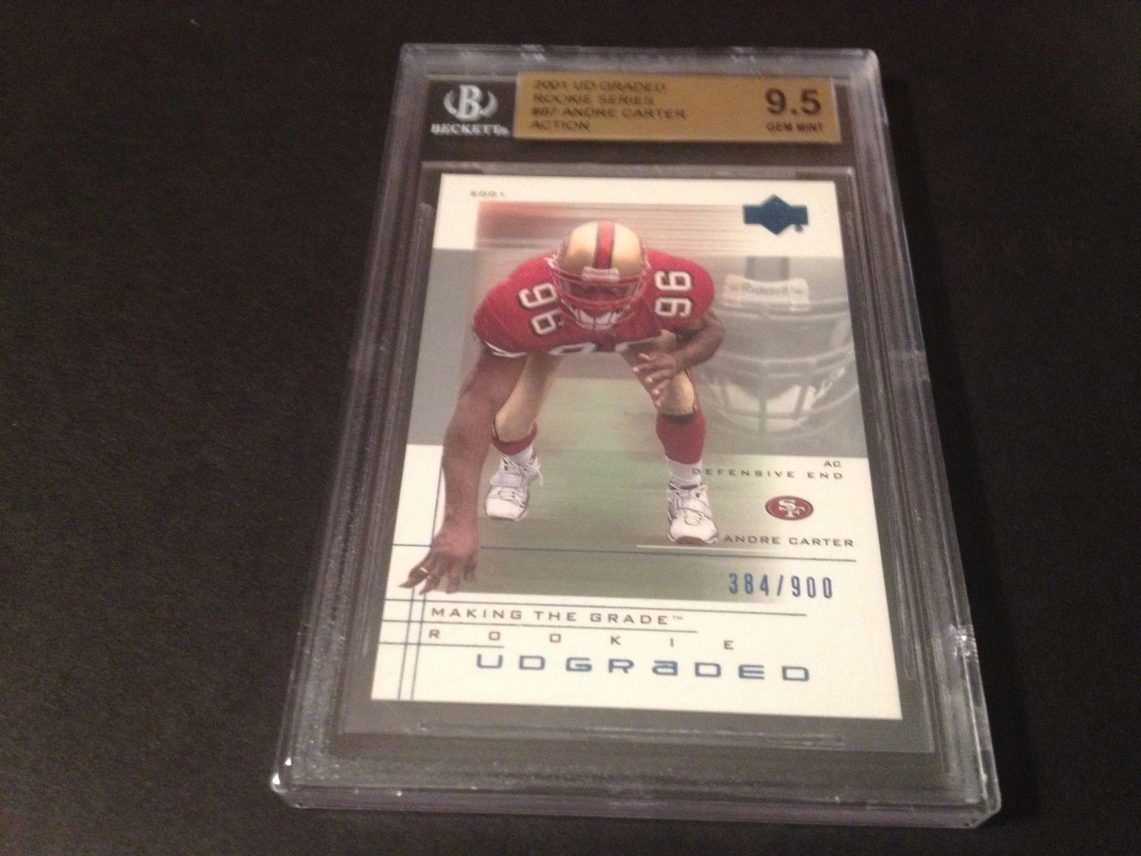 Andre Carter 49ers 2001 UD Graded Action /900 Rookie BGS 9.5 Gem Mint
