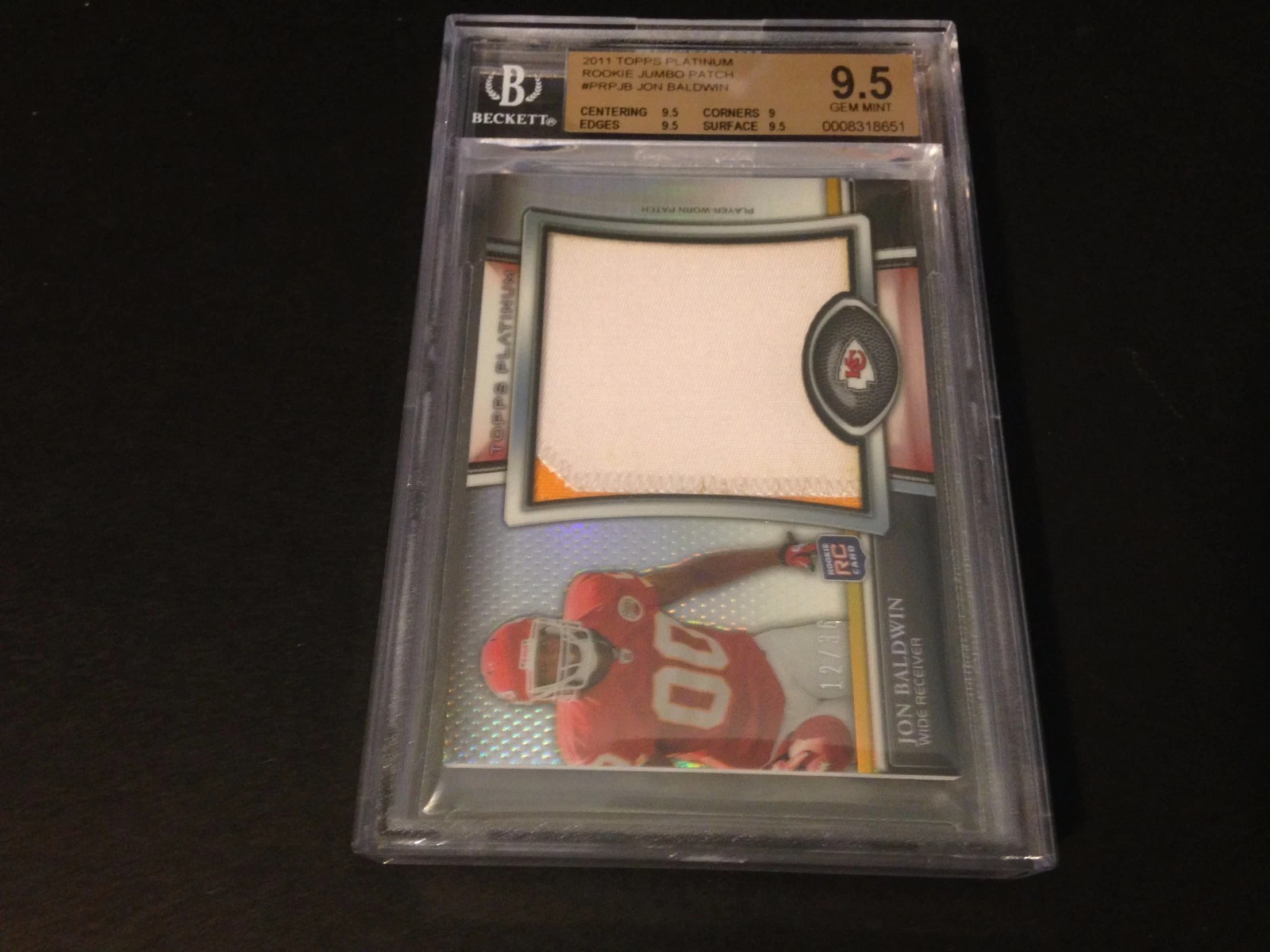 Jon Baldwin 2011 Topps Platinum Jumbo Patch Rookie BGS 9.5