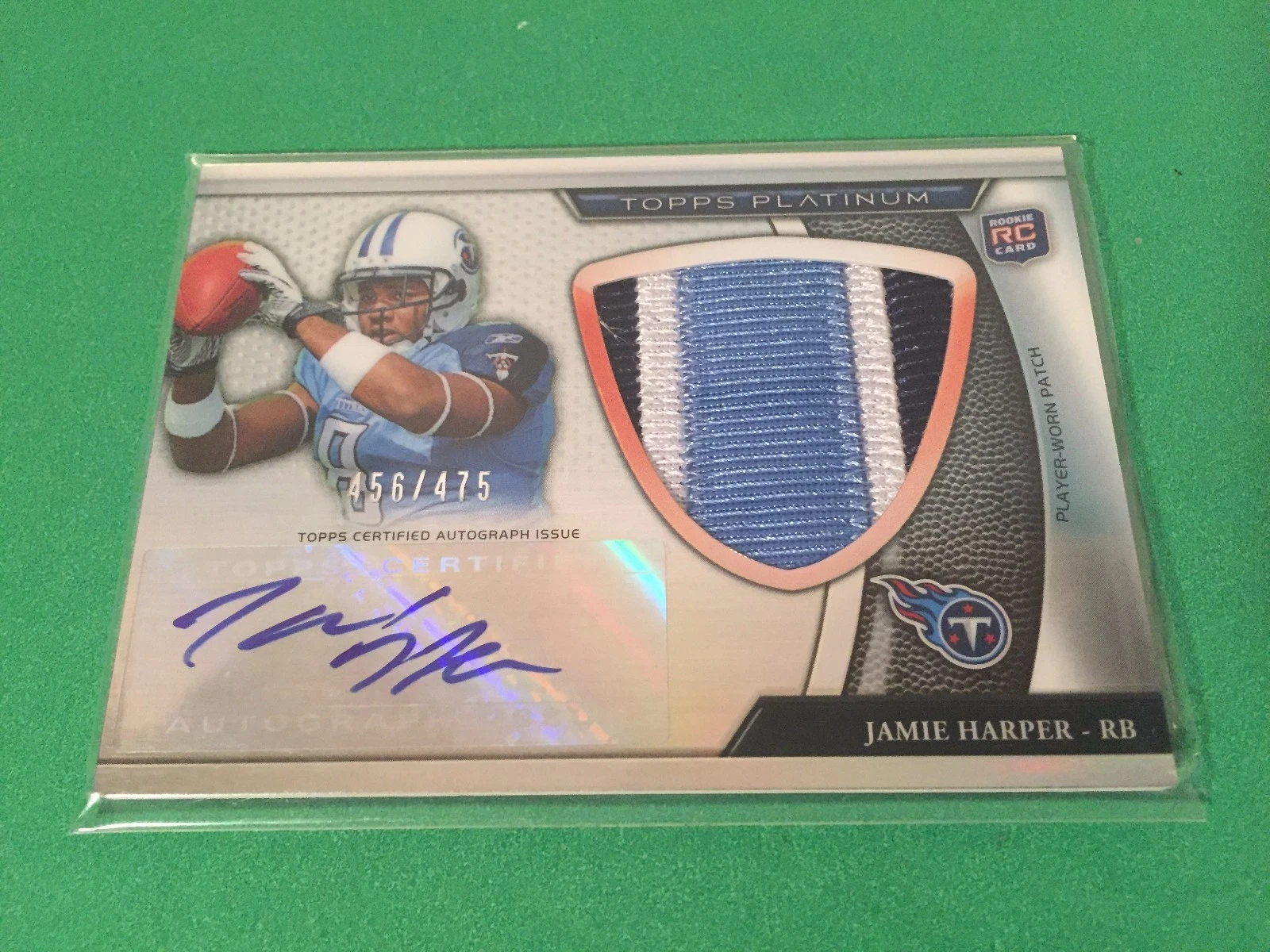 Jamie Harper 2011 Topps Platinum Football Rookie 3-CLR Patch Jersey Auto /475