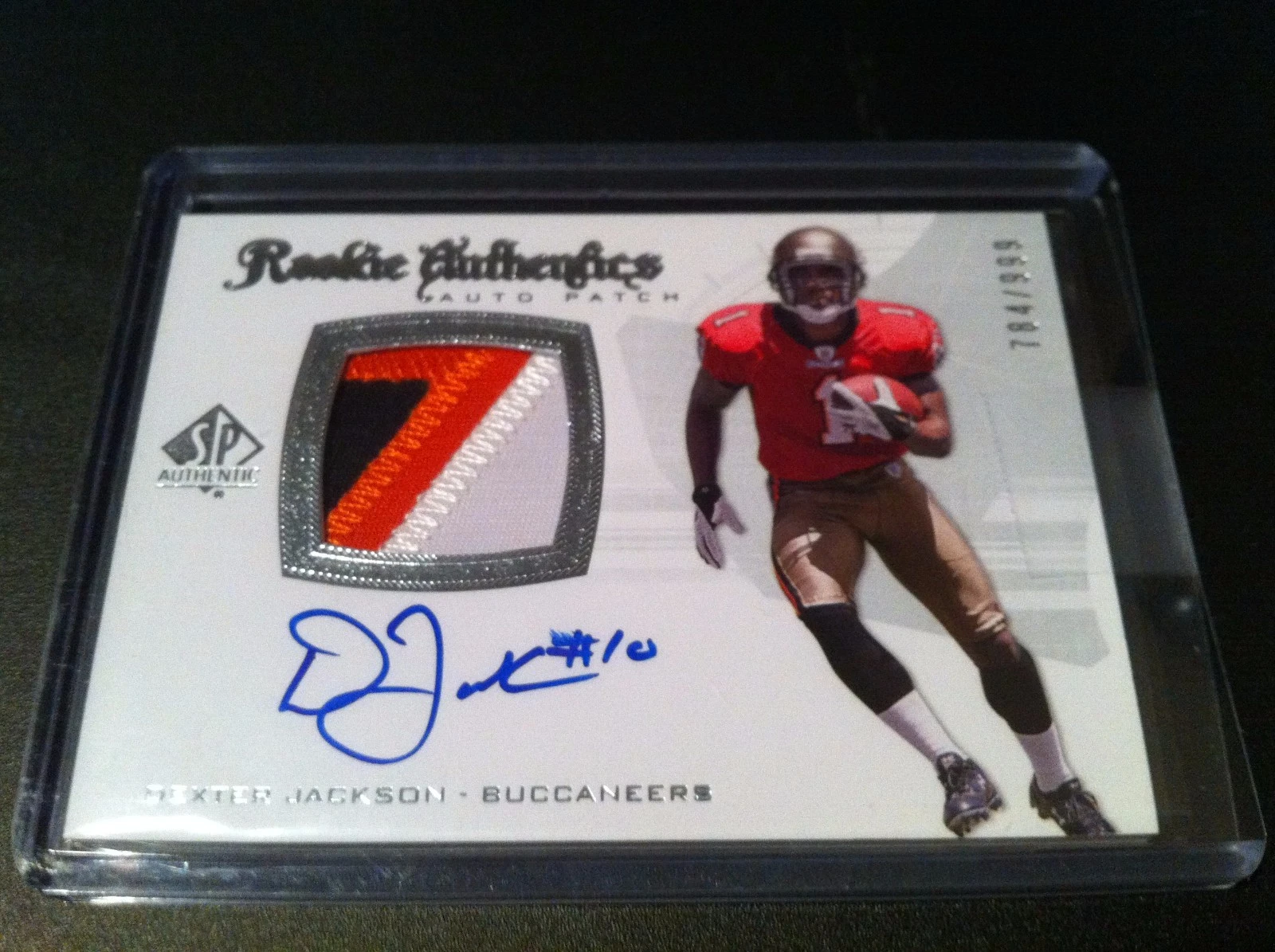 Dexter Jackson 2008 SP Authentic Rookie 3-CLR Patch Jersey Auto /999