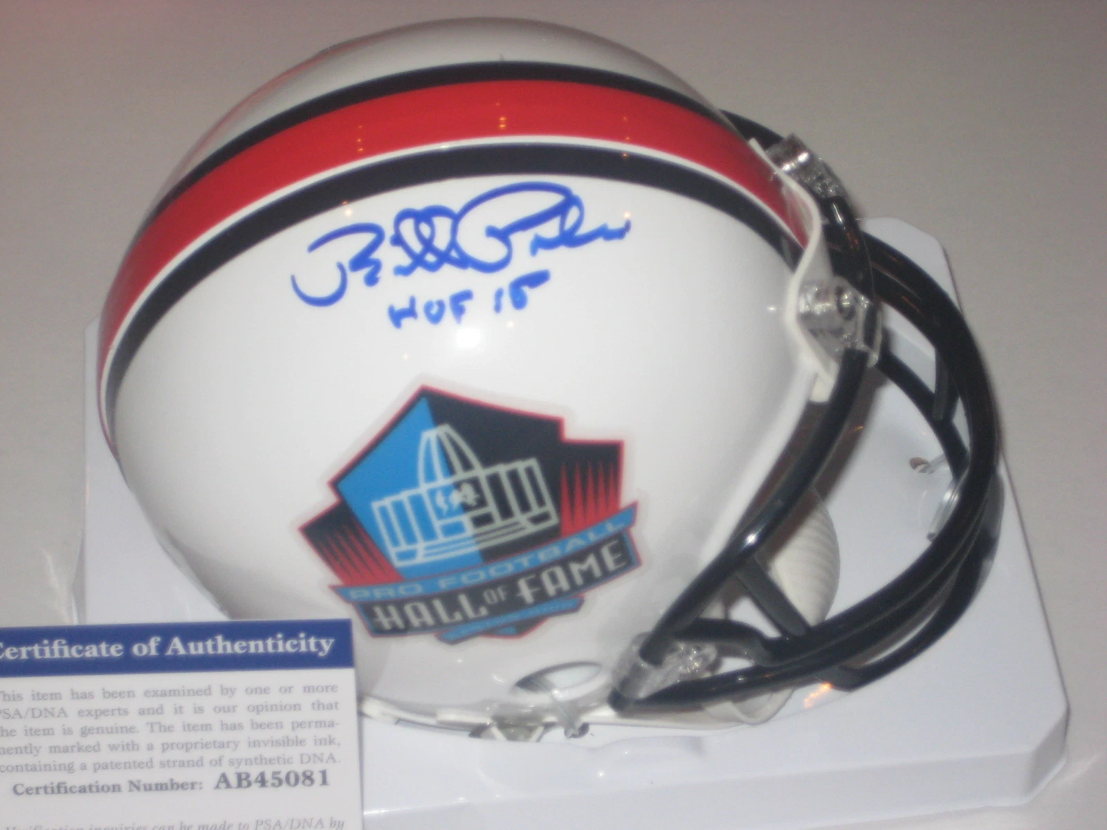 BILL POLIAN (Rams) Signed HALL OF FAME Mini-helmet w/ PSA COA & HOF Inscription