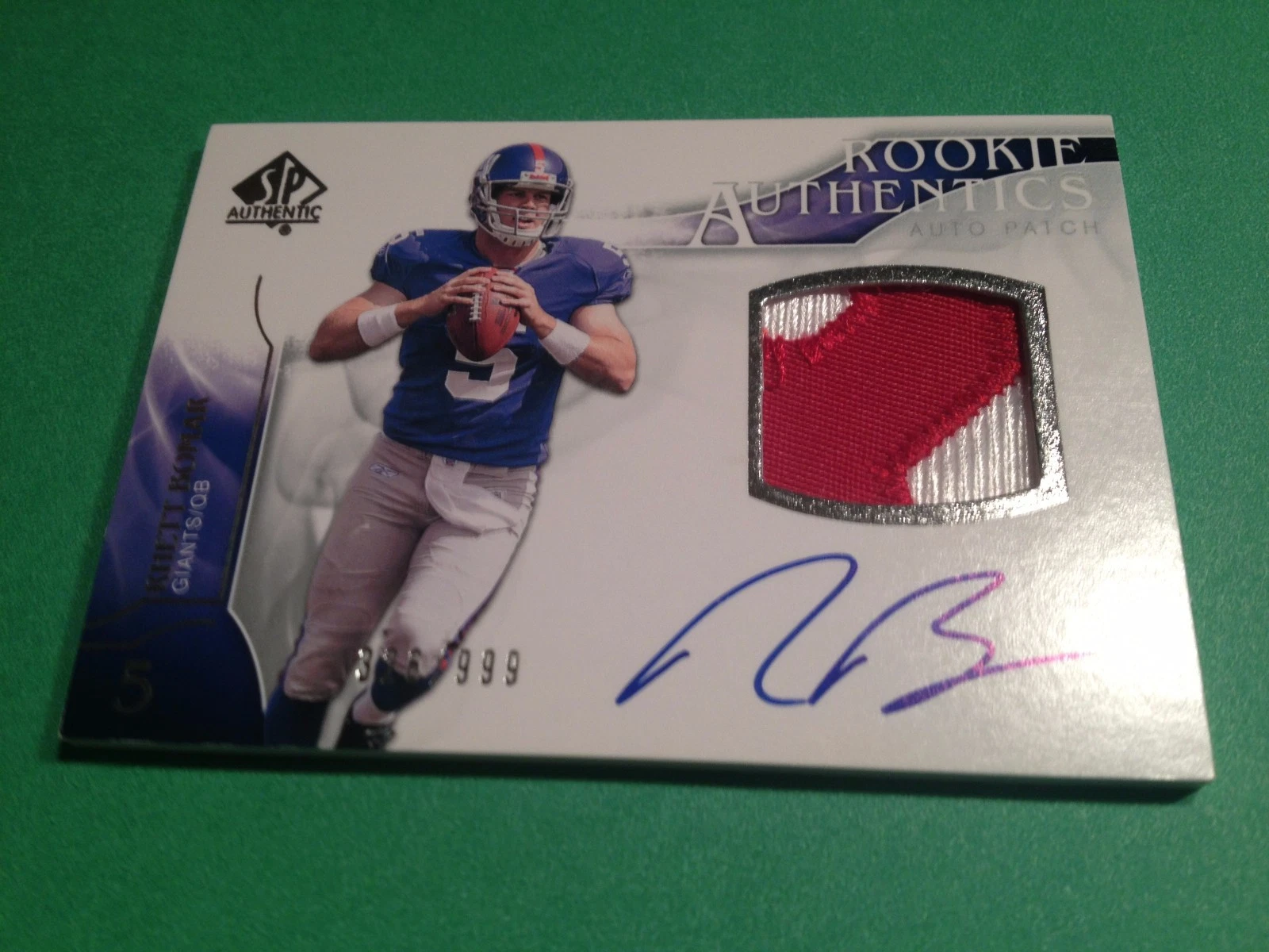 Rhett Bomar Giants 2009 SP Authentic Rookie 2-CLR Patch Jersey Auto /999