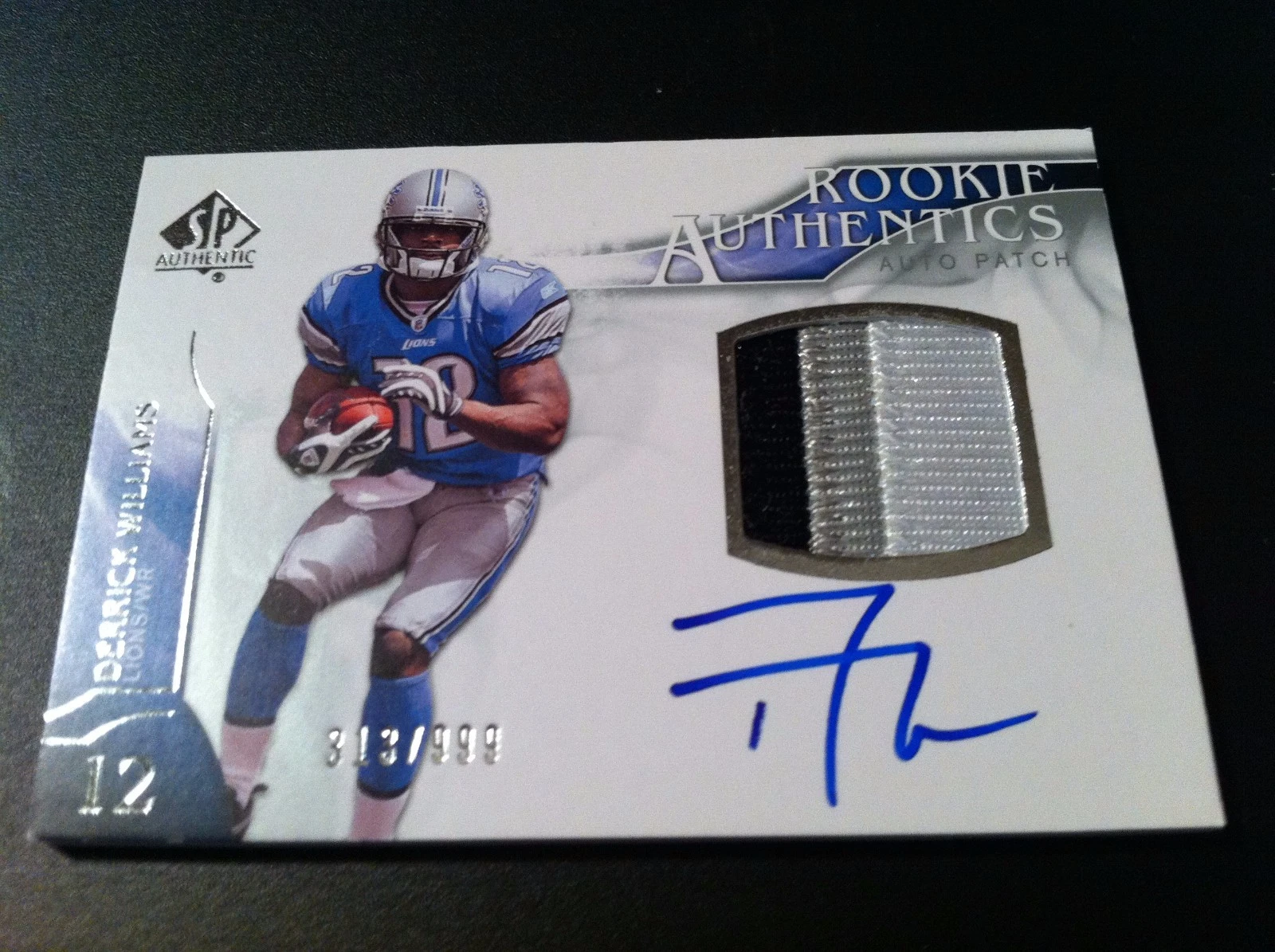 Derrick Williams Lions 2009 SP Authentic Rookie 2-CLR Patch Jersey Auto /999