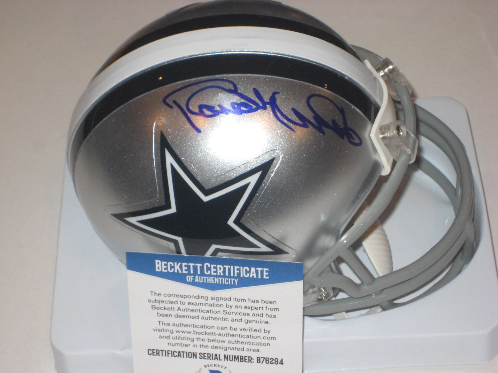 RANDY WHITE Signed Dallas COWBOYS Mini-helmet w/ Becket  COA